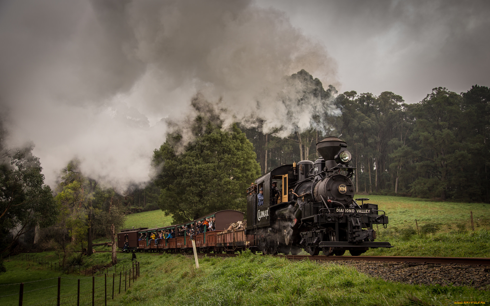 техника, паровозы, паровоз, рельсы, дорога, железная, вагоны