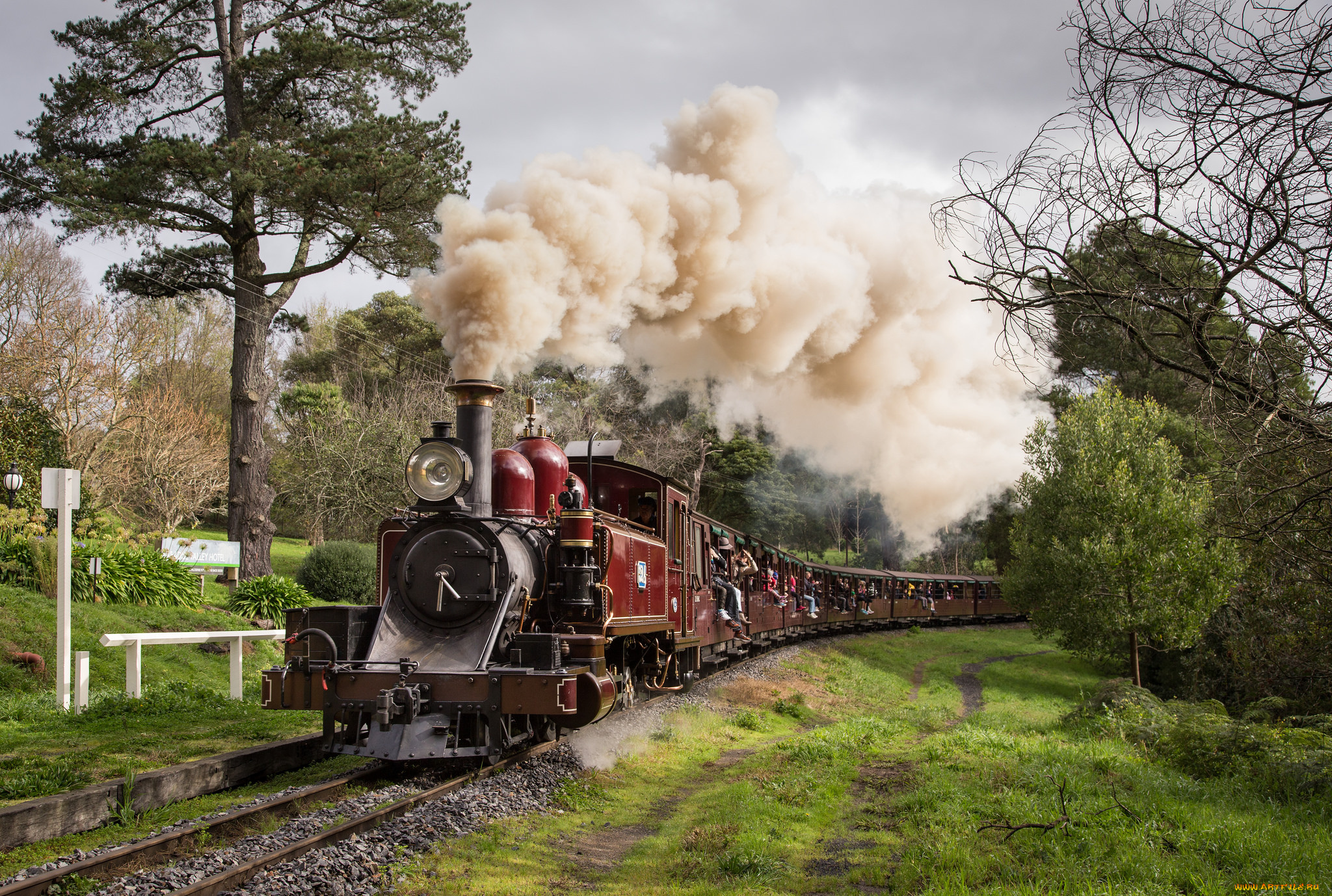 техника, паровозы, дорога, железная, вагоны, паровоз, рельсы