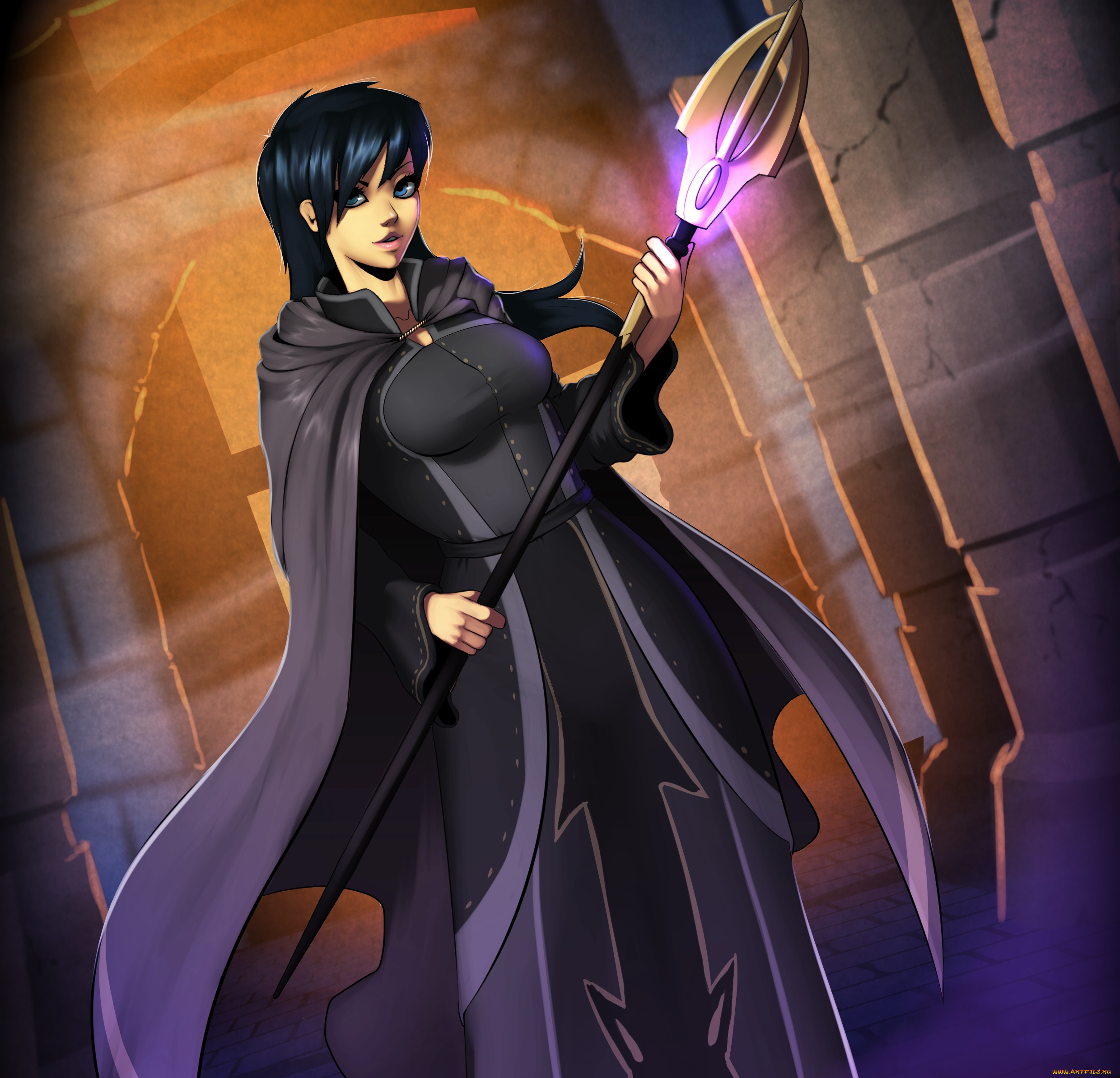 рисованные, -, другое, взгляд, девушка