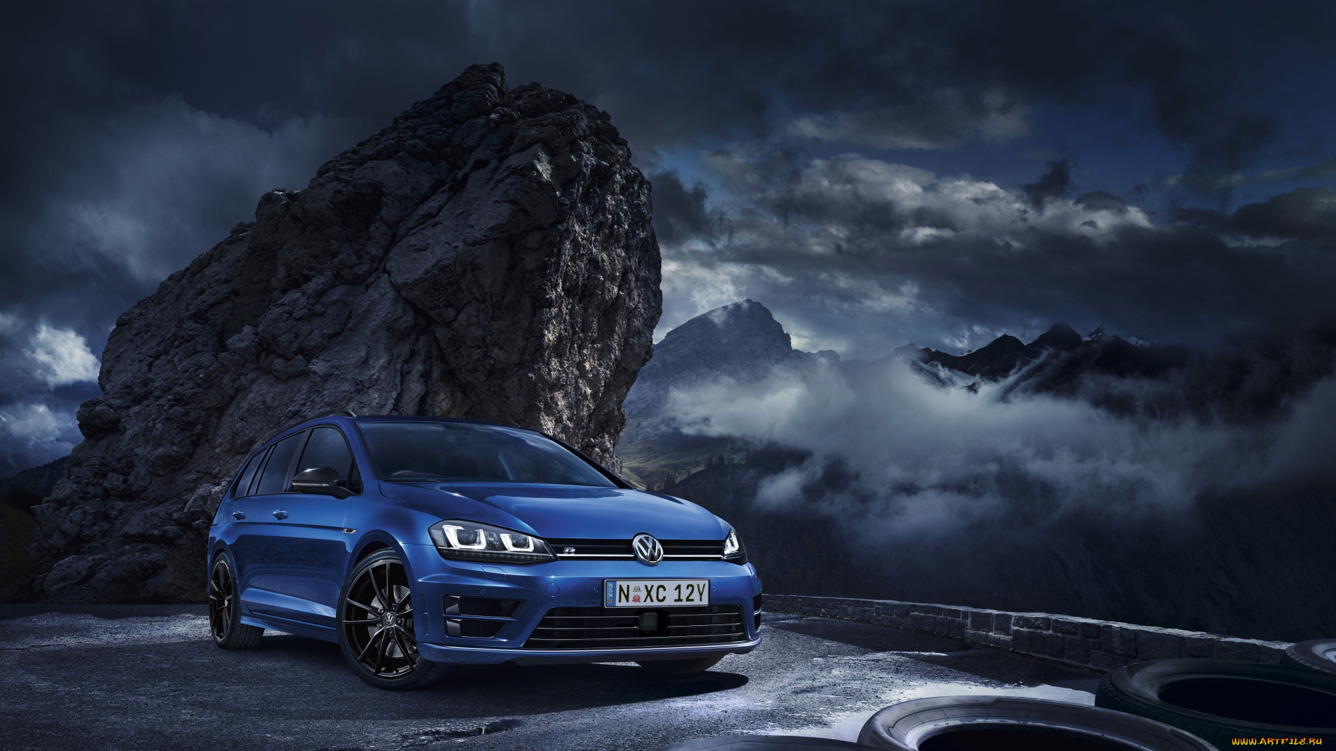 автомобили, volkswagen, golf, r, wagon, wolfsburg, edition, typ, 5g, 2015г, синий