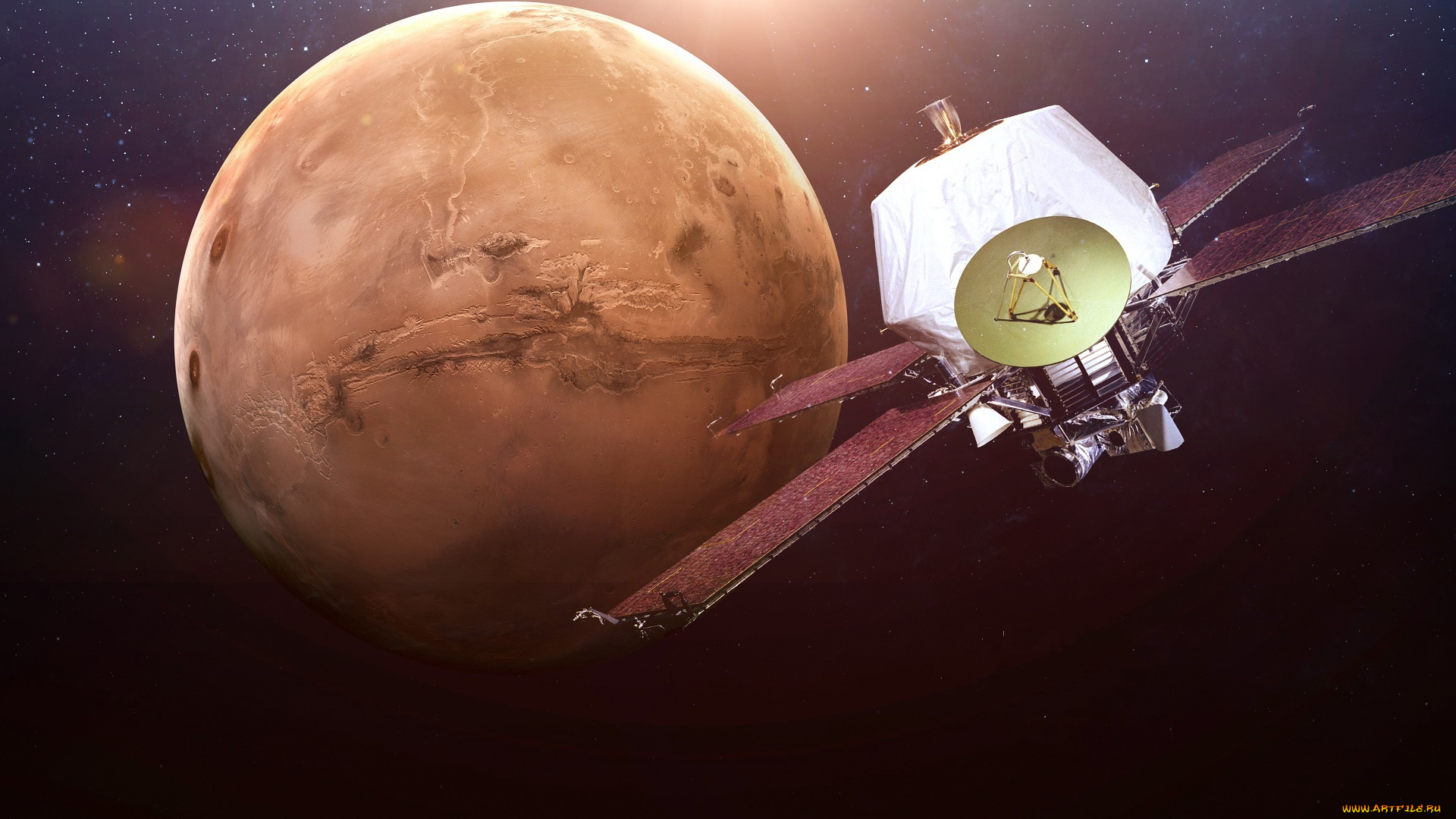 космос, арт, спутник, галактика, вселенная, планета