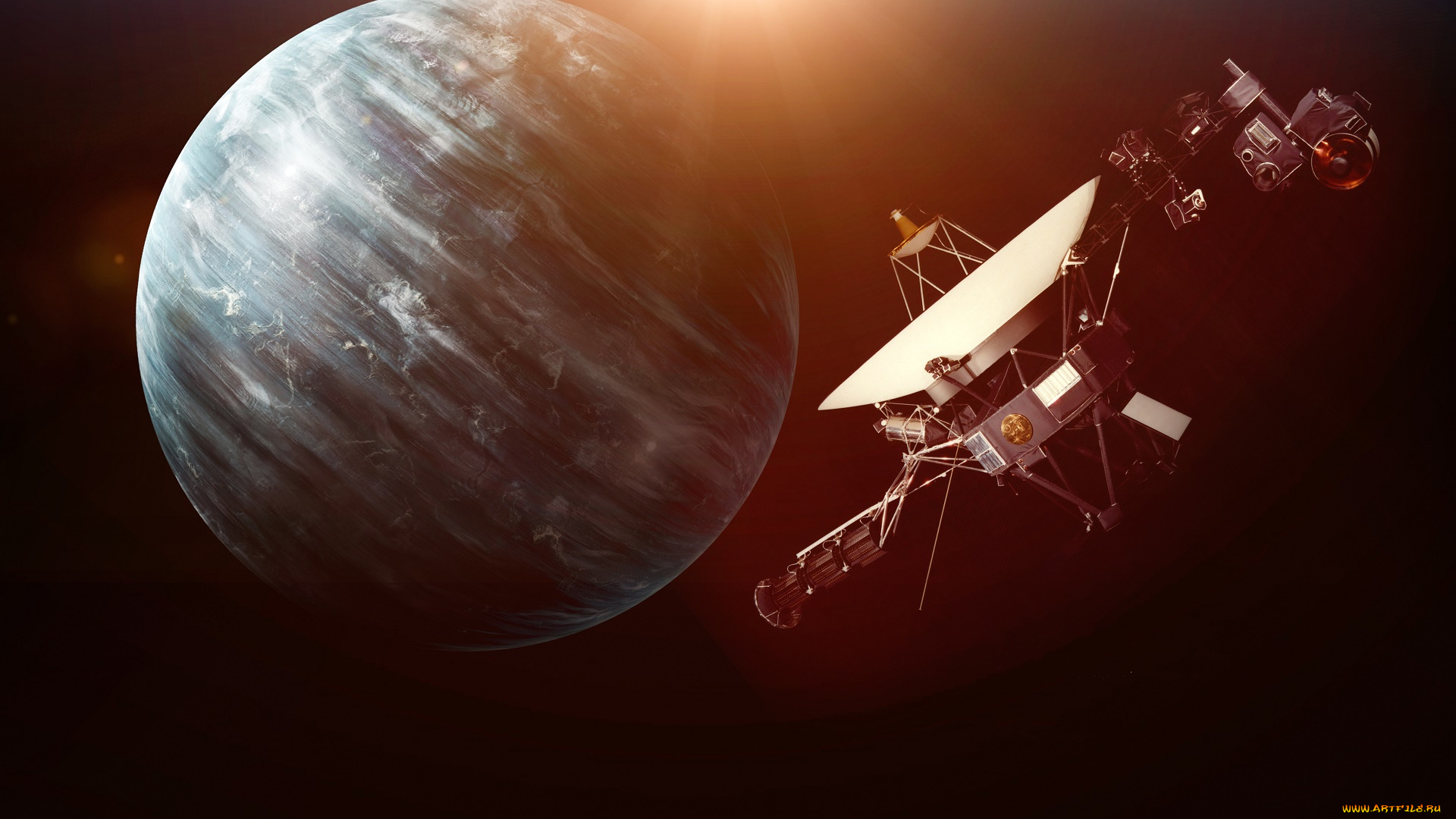 космос, арт, спутник, галактика, вселенная, планета