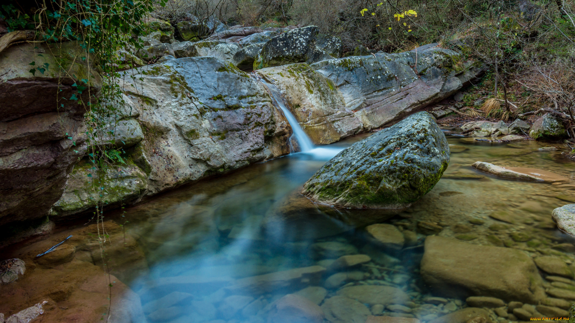 природа, водопады, лес, водопад, река