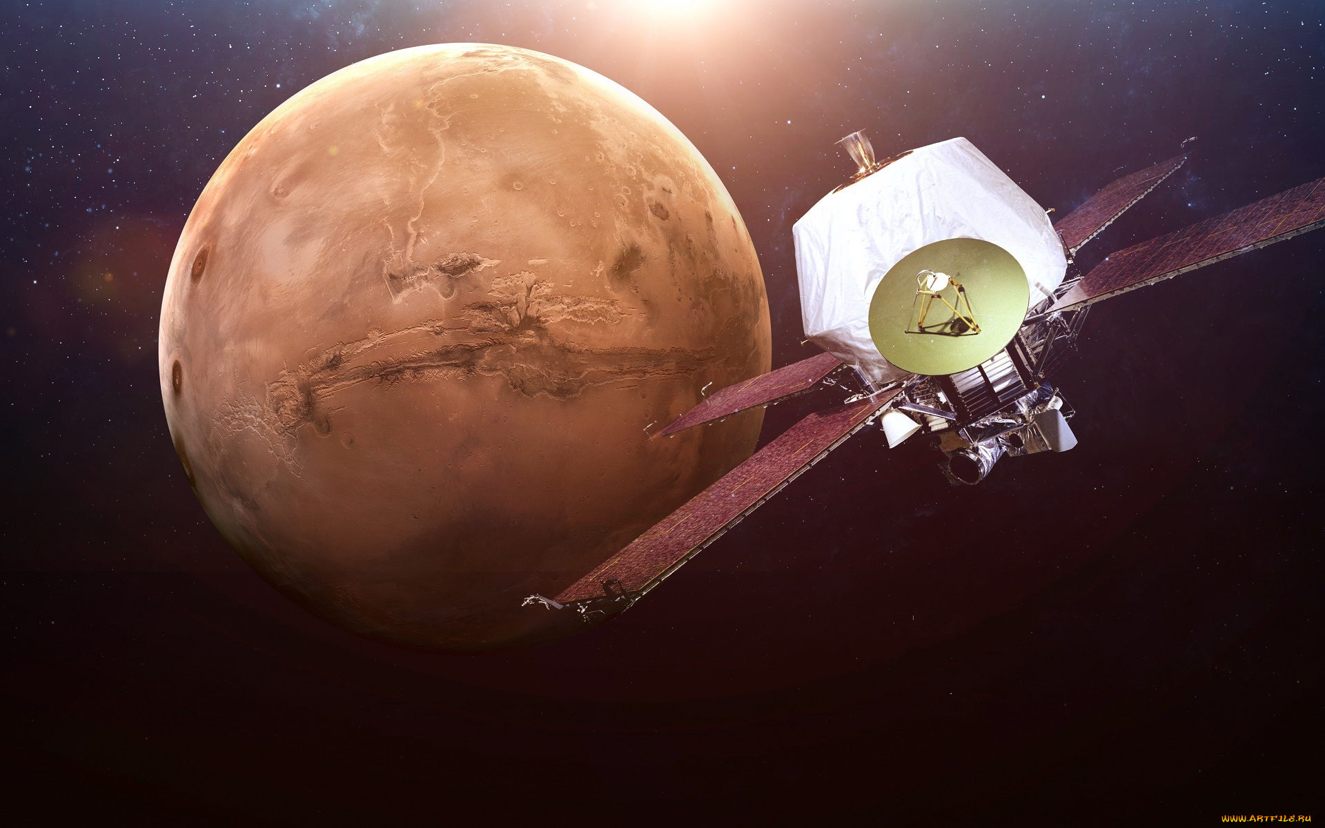 космос, арт, спутник, галактика, вселенная, планета