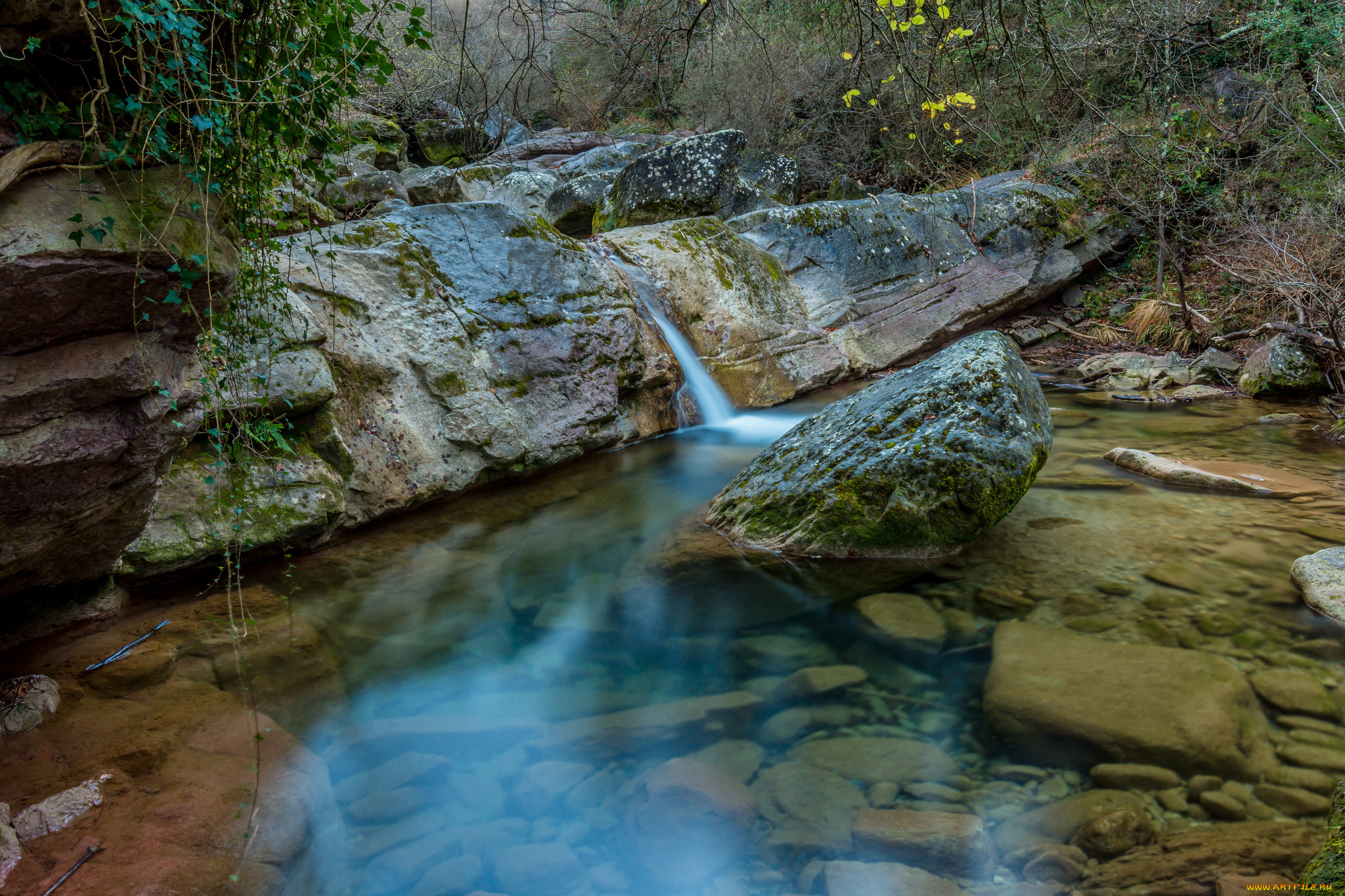 природа, водопады, лес, водопад, река