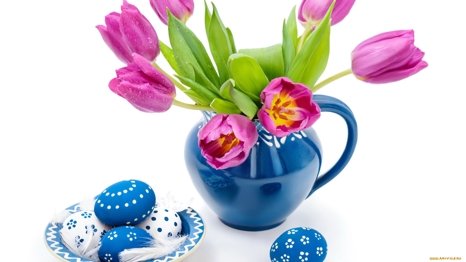 праздничные, пасха, яйца, фон, цветы