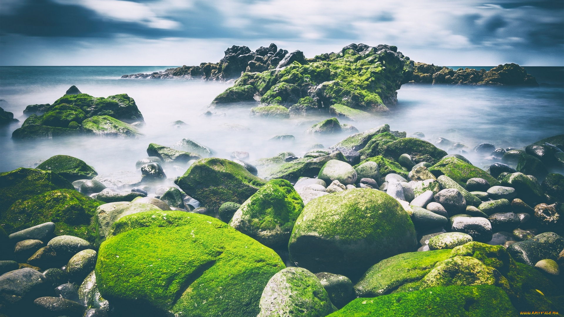 природа, побережье, водоем, камни