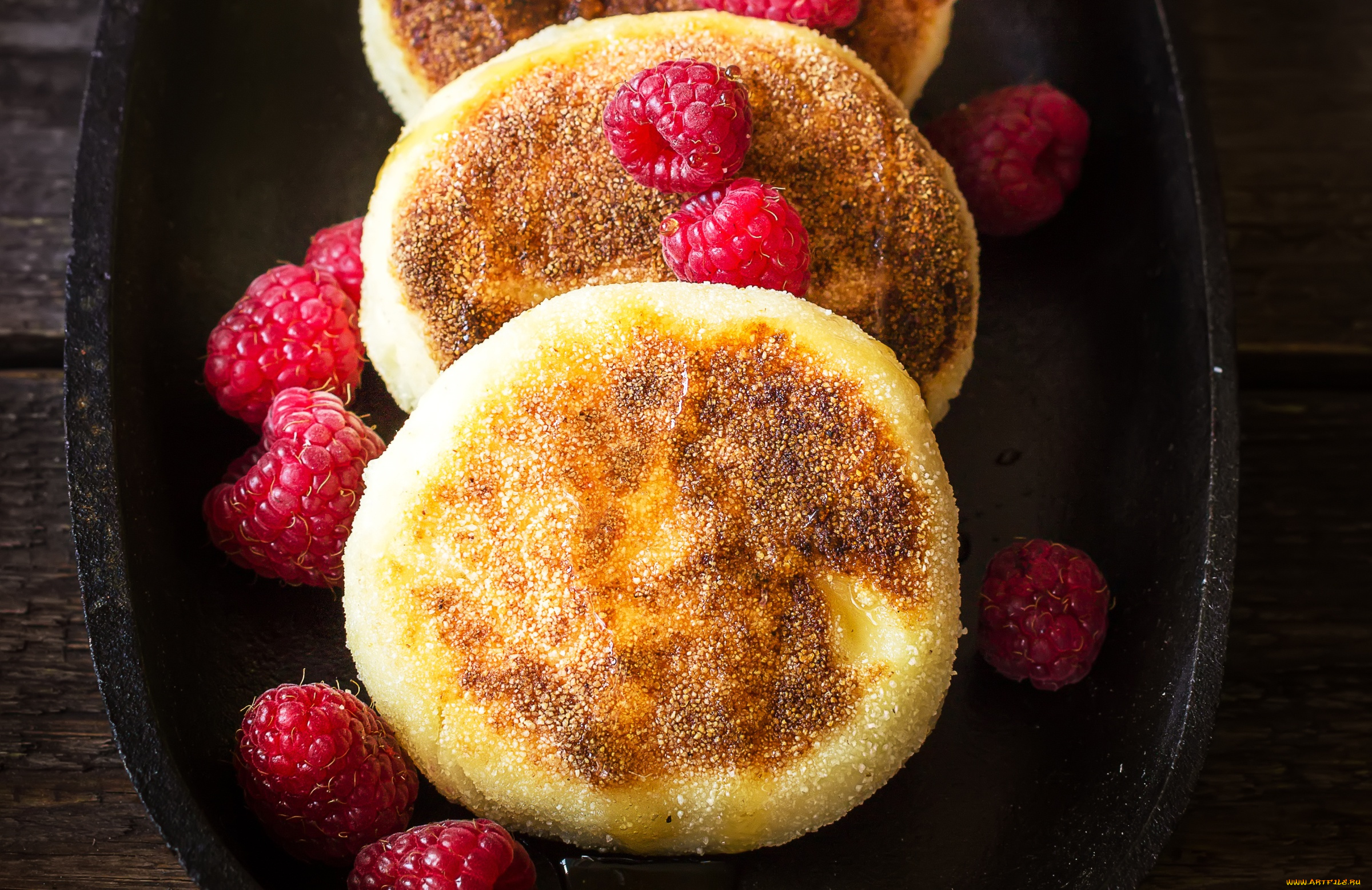 еда, сырные, изделия, сырники, малина, ягоды