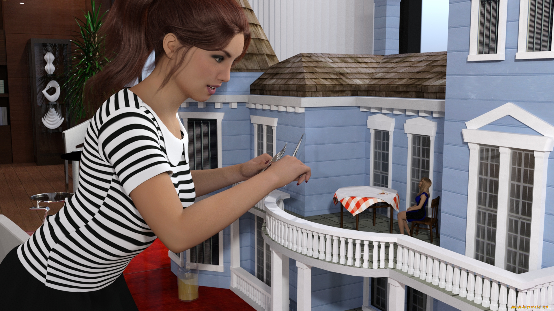 3д, графика, фантазия, , fantasy, девушка, взгляд, фон