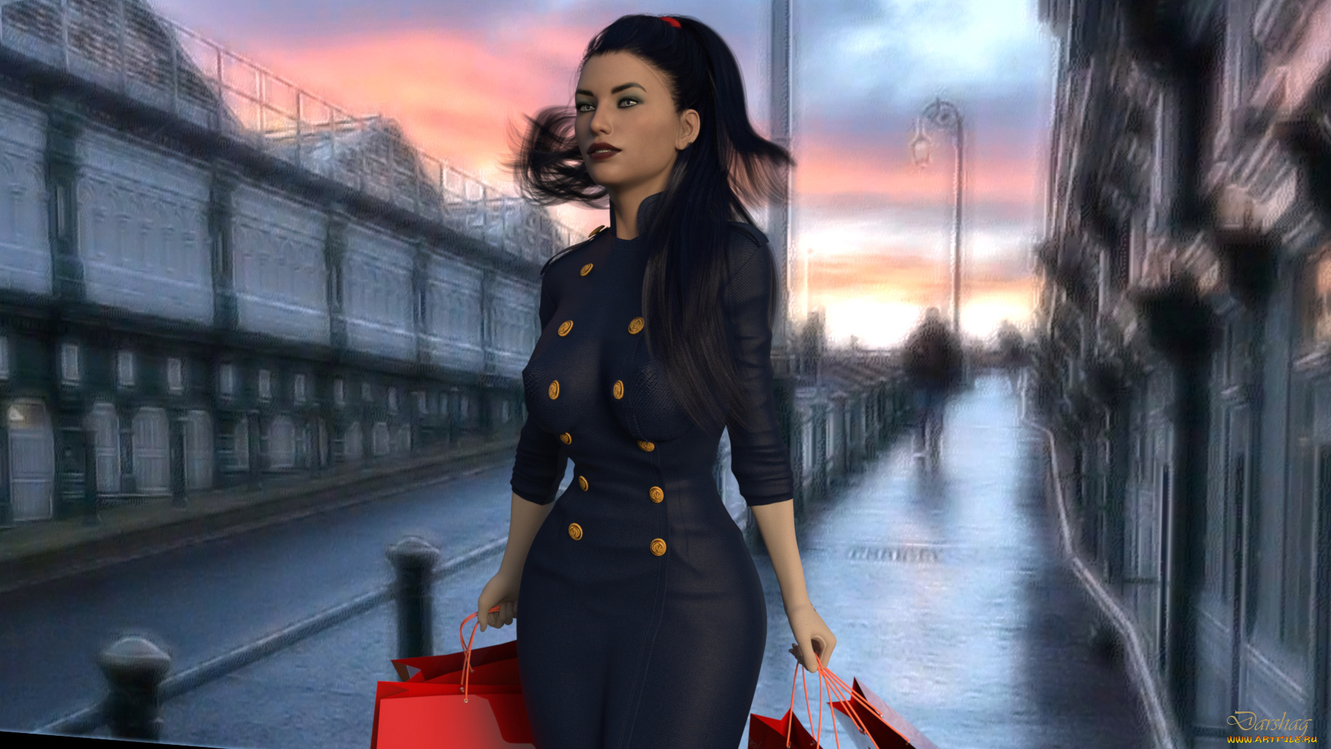 3д, графика, люди, , people, девушка, взгляд, фон