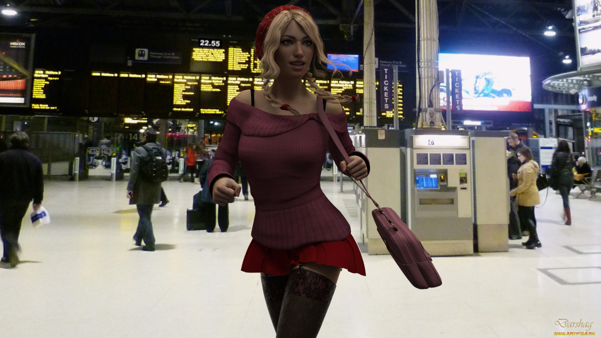 3д, графика, люди, , people, девушка, взгляд, фон