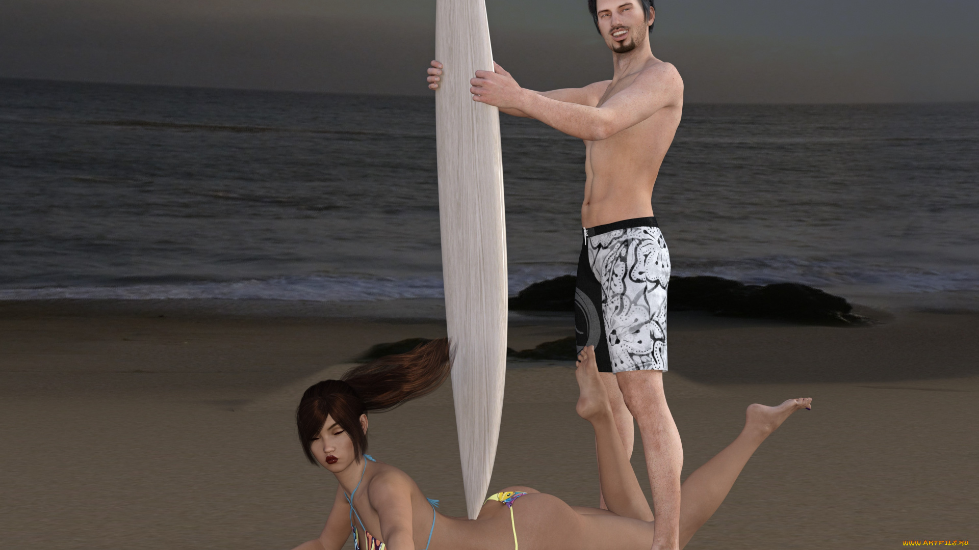 3д, графика, люди, , people, девушка, взгляд, фон