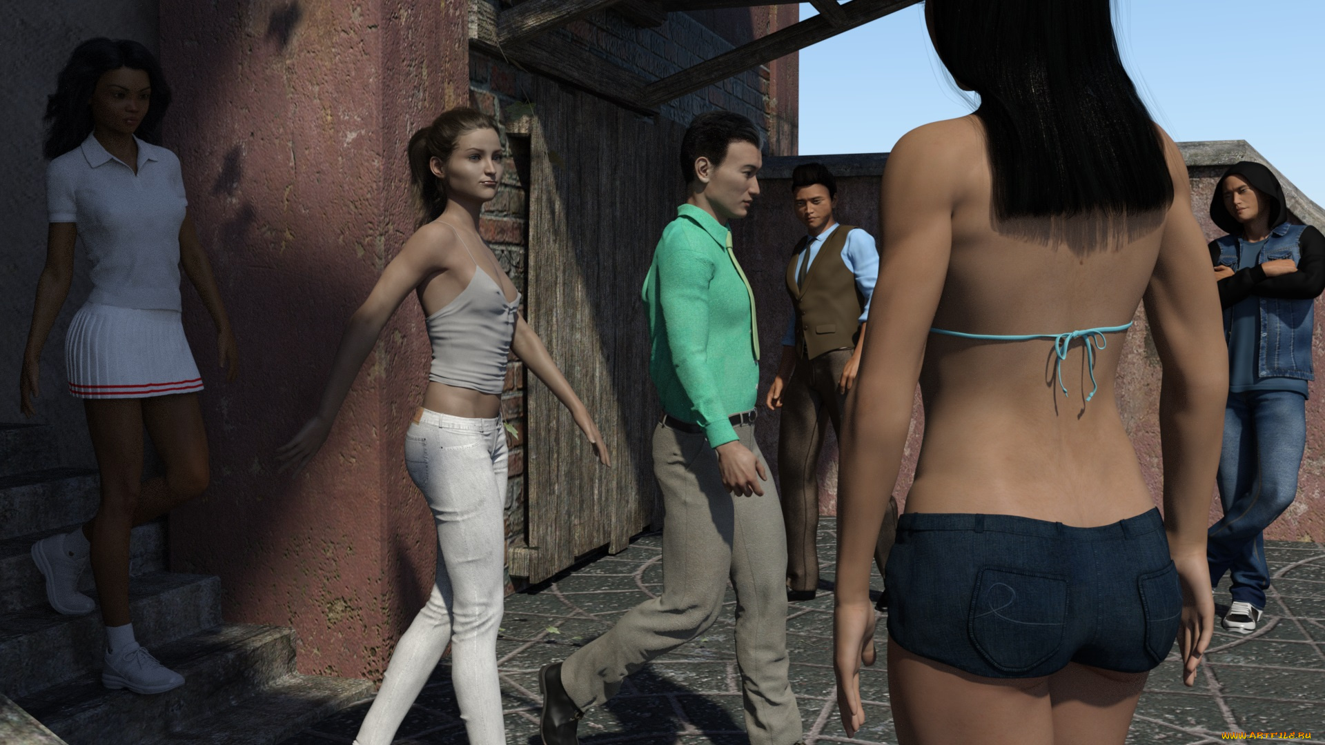 3д, графика, люди, , people, взгляд, девушки, фон