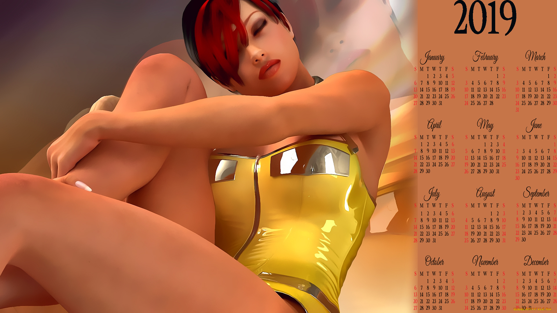 календари, 3д-графика, 2019, девушка, женщина, calendar