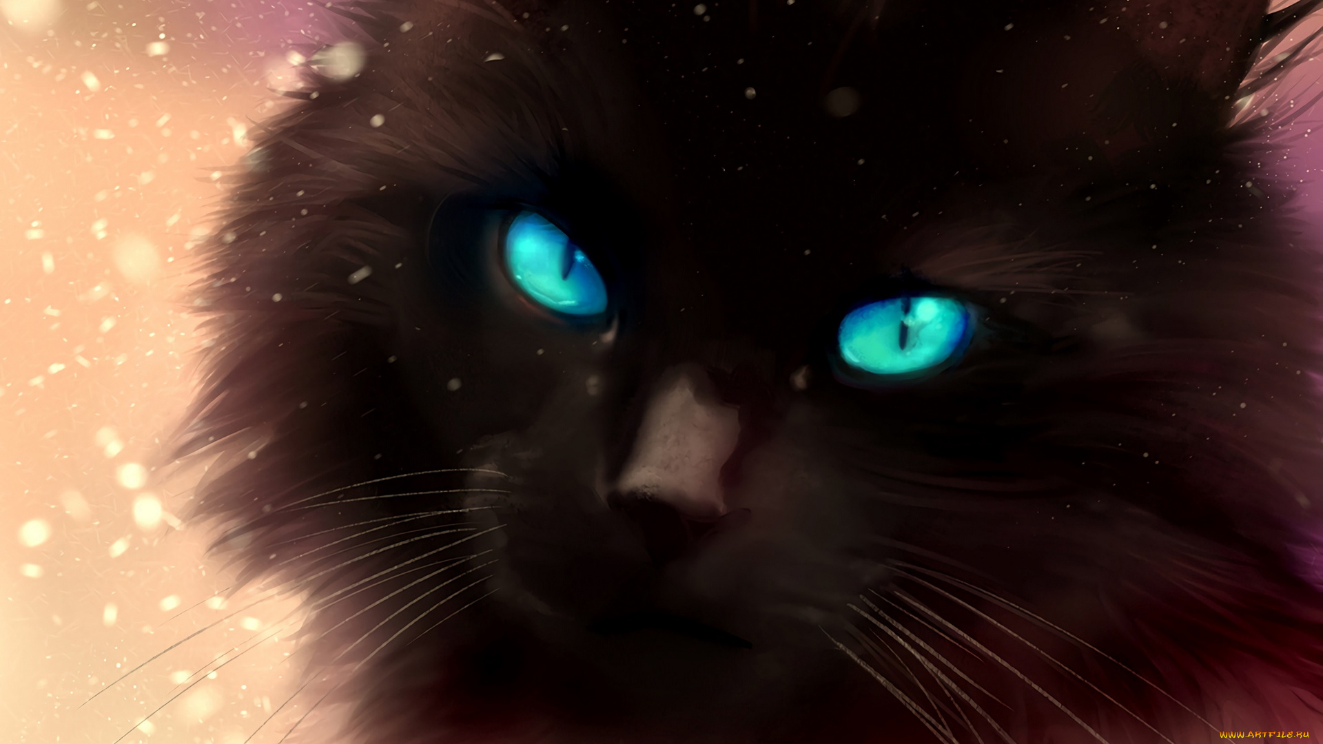 рисованное, животные, , коты, снежинки, кот, голова