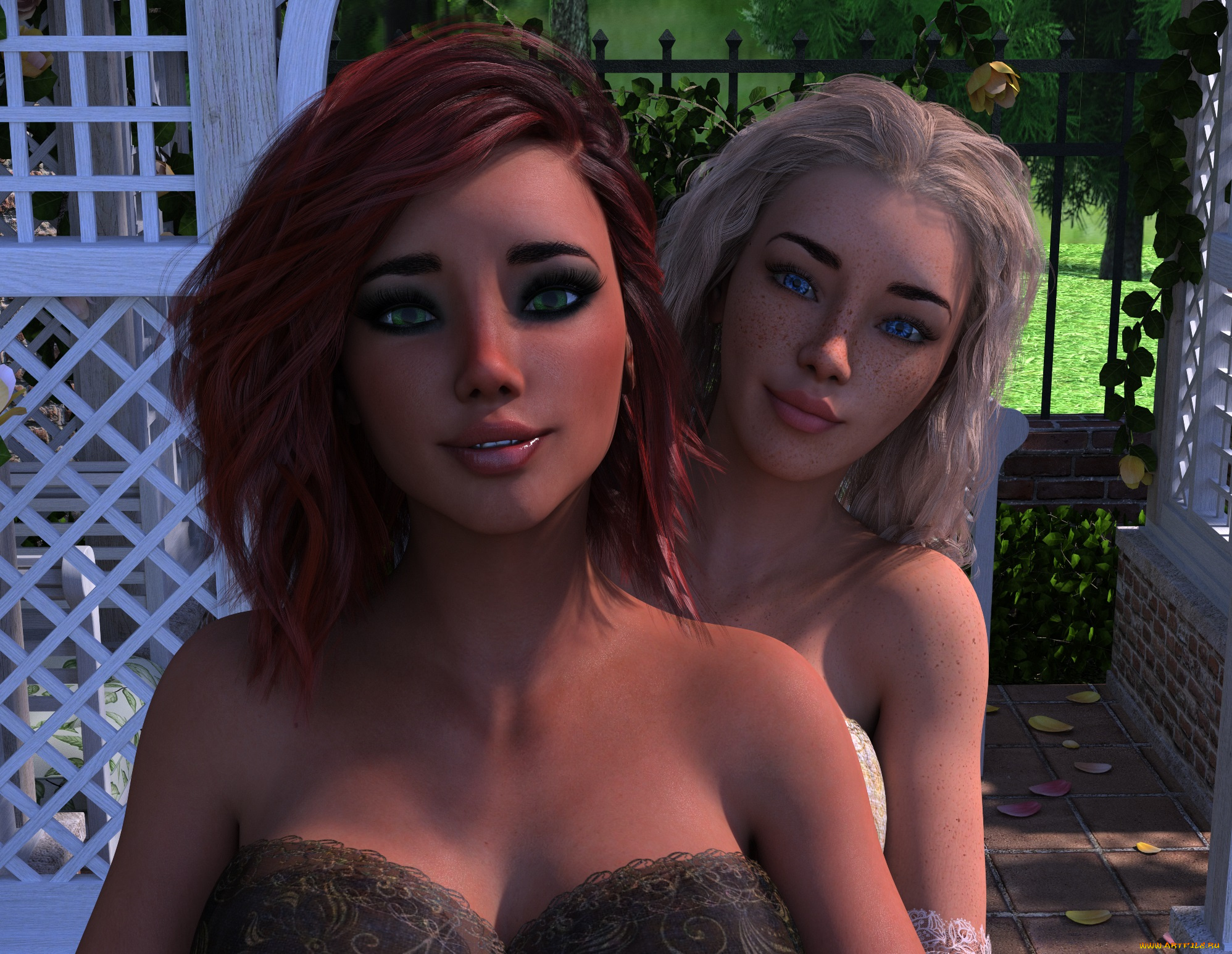 3д, графика, люди, , people, девушки, взгляд, фон