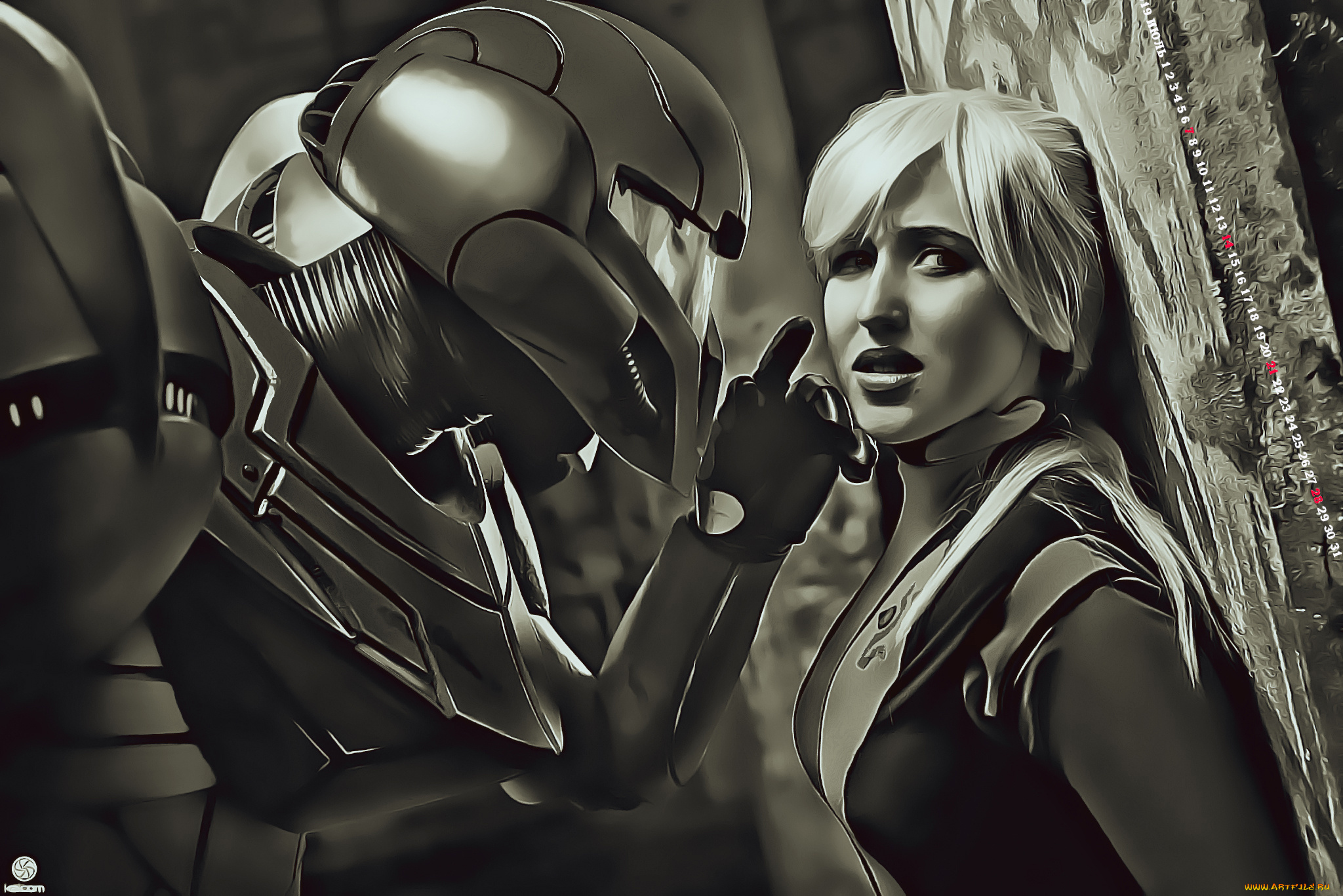 календари, компьютерный, дизайн, 2019, женщина, calendar, девушка, робот