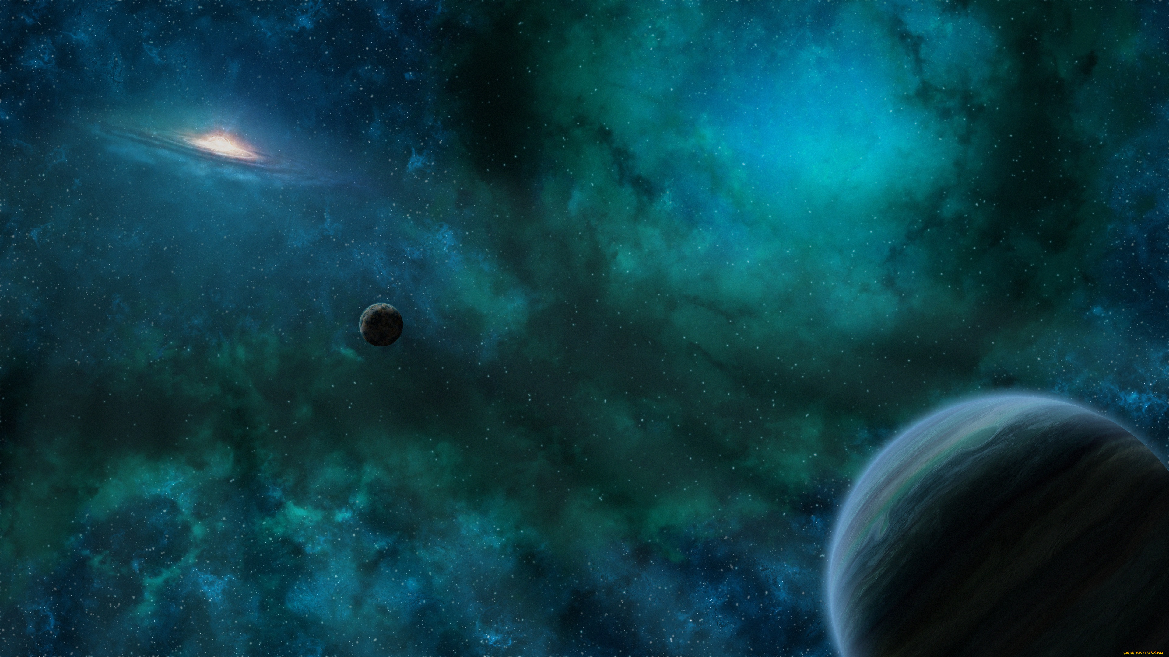 космос, арт, планеты, вселенная, галактика, звезды