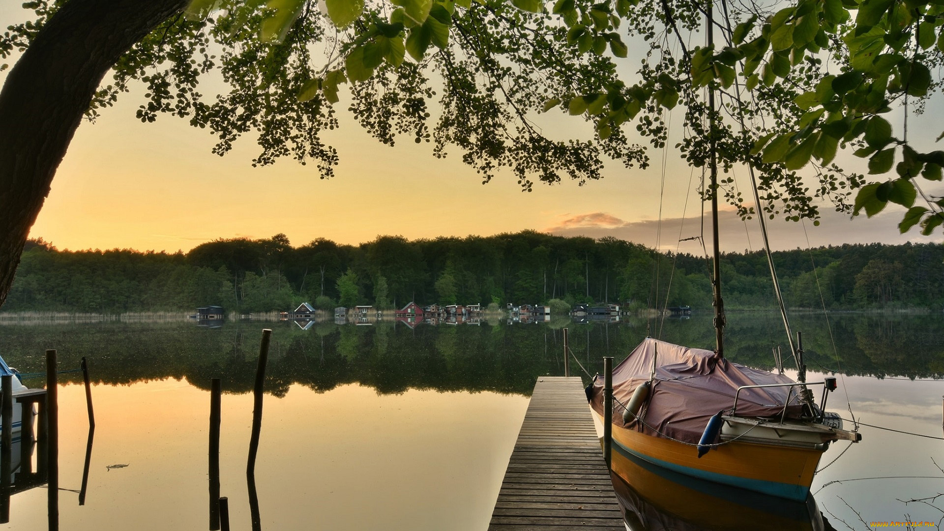 корабли, яхты, озеро, яхта, мостки