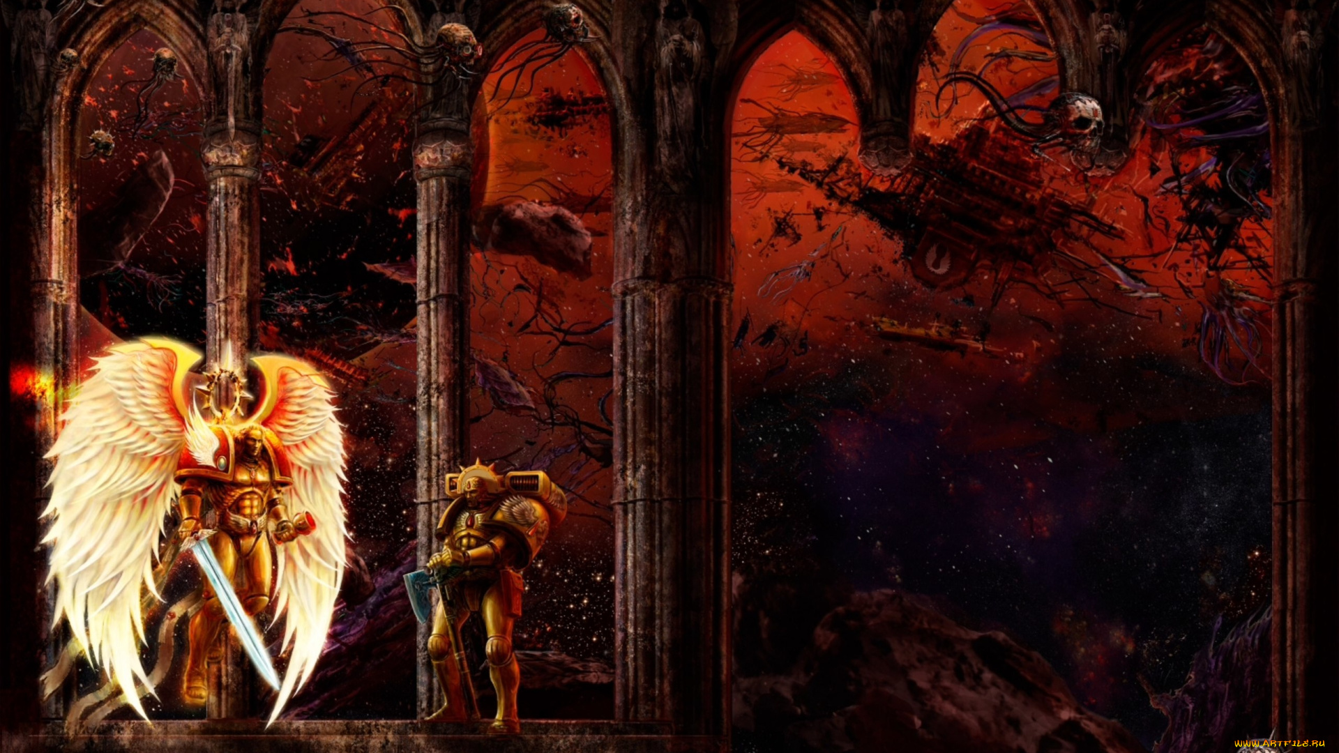 видео, игры, warhammer, 40, 000, , space, marine, дворец, космос, существа