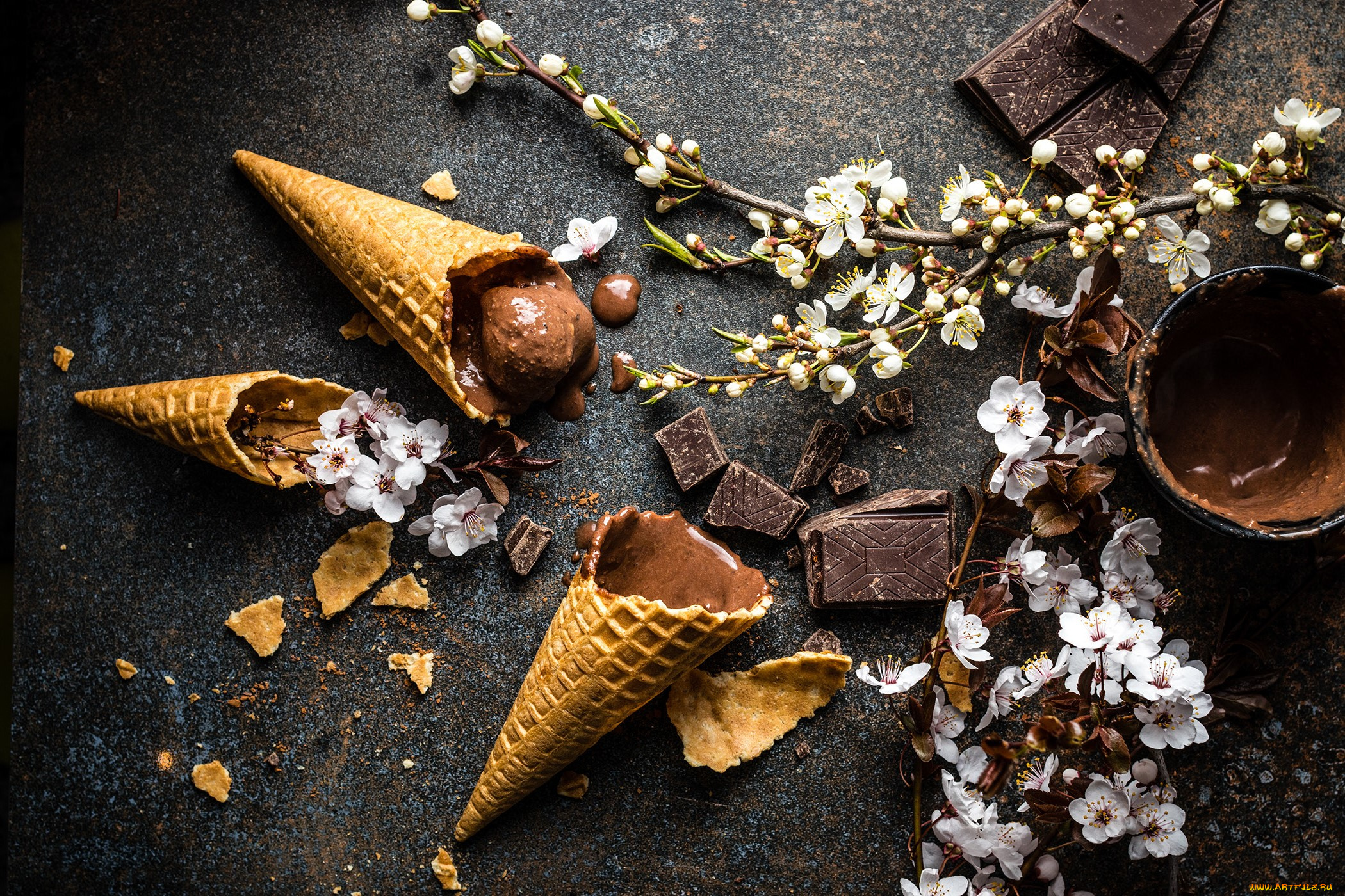 еда, мороженое, , десерты, шоколадное, вафельный, рожок, шоколад