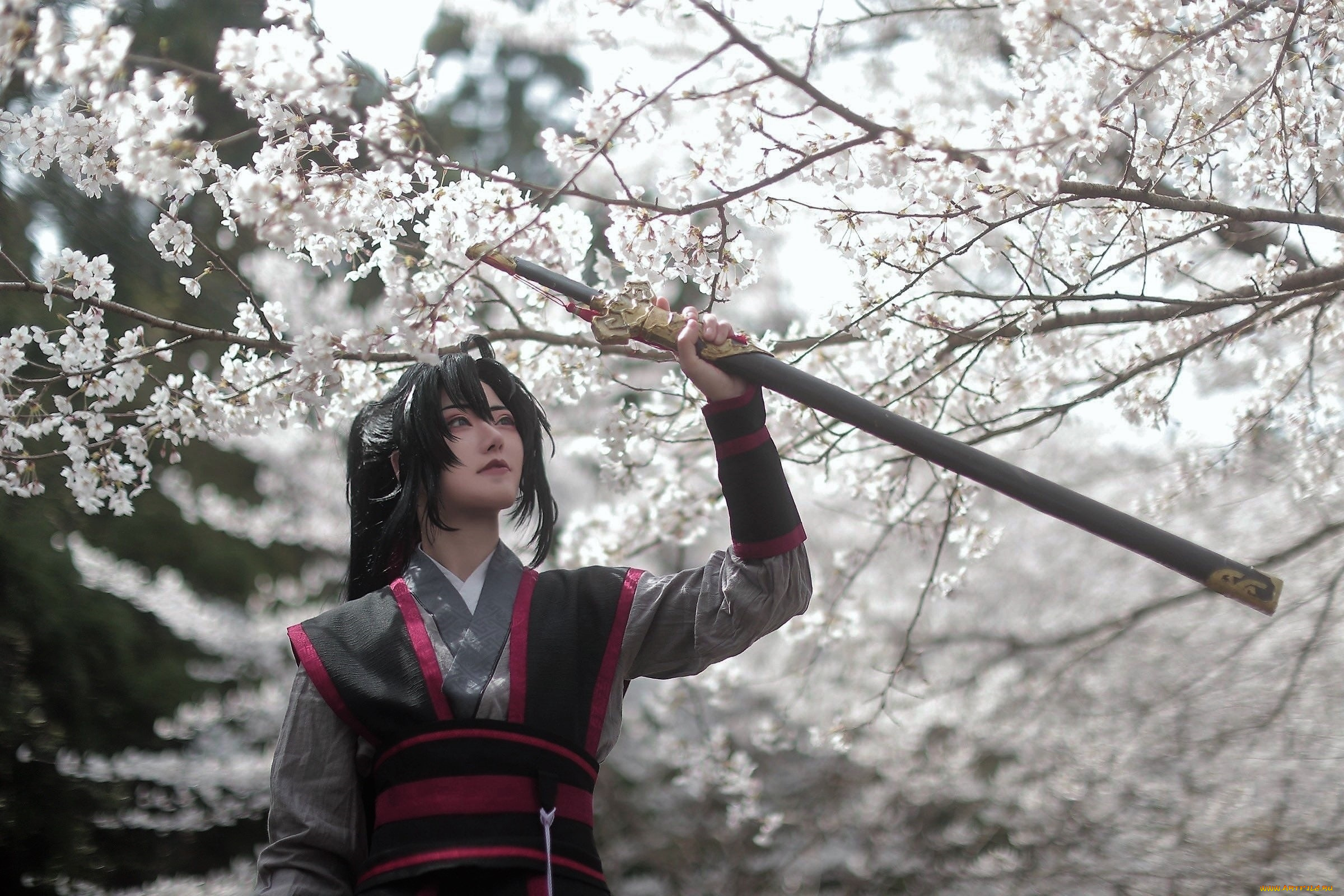 девушки, -, креатив, , косплей, образ, костюм, сад, флейта, вэй, усянь