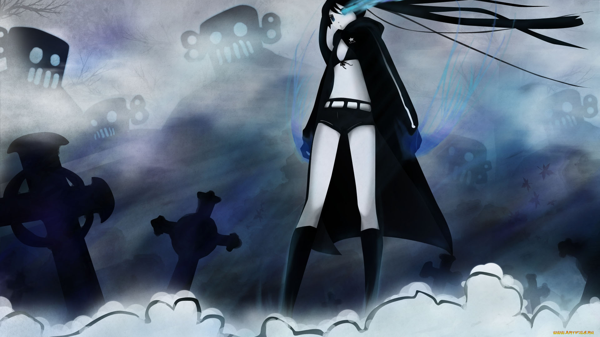 аниме, black, rock, shooter