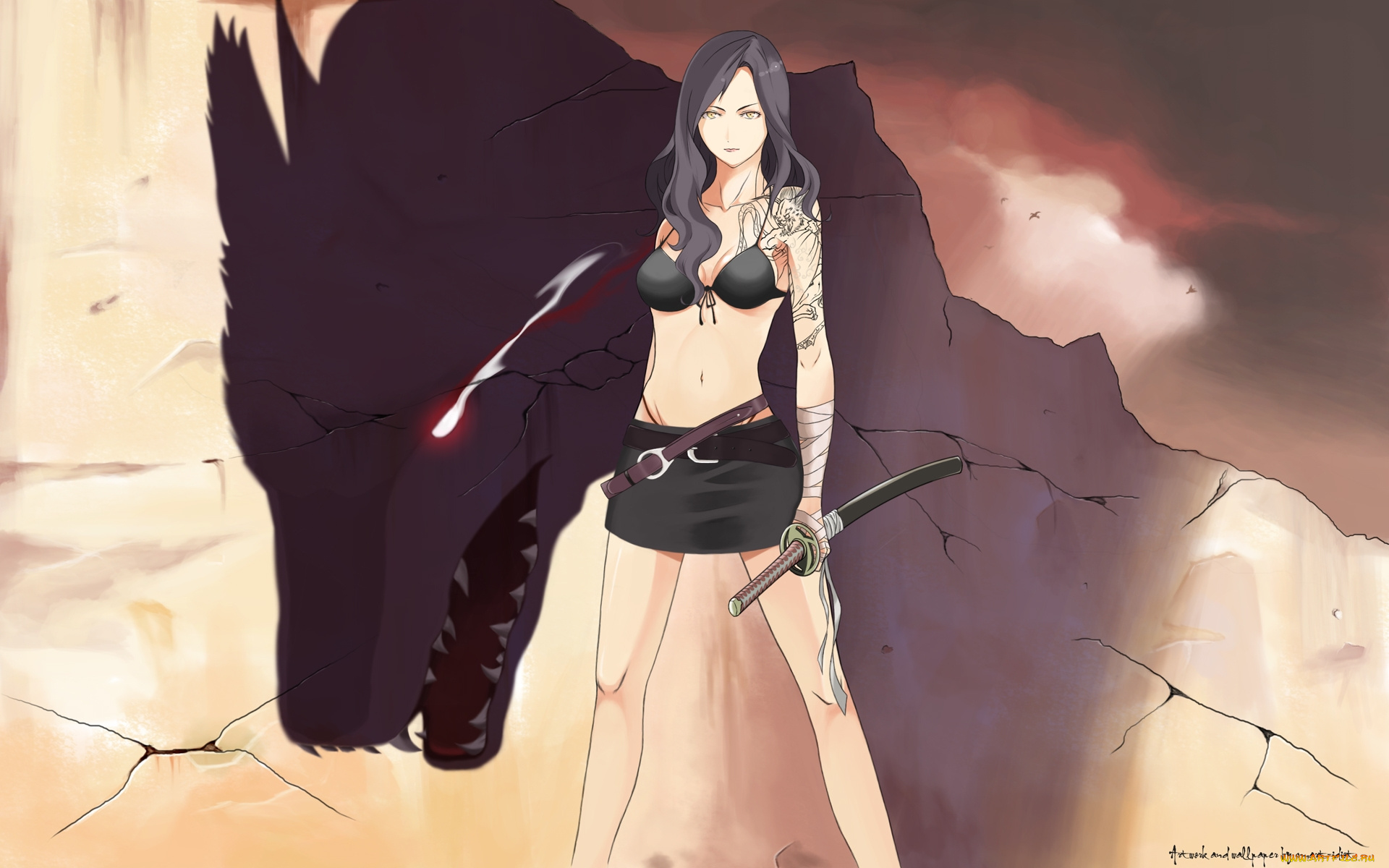 аниме, weapon, blood, technology