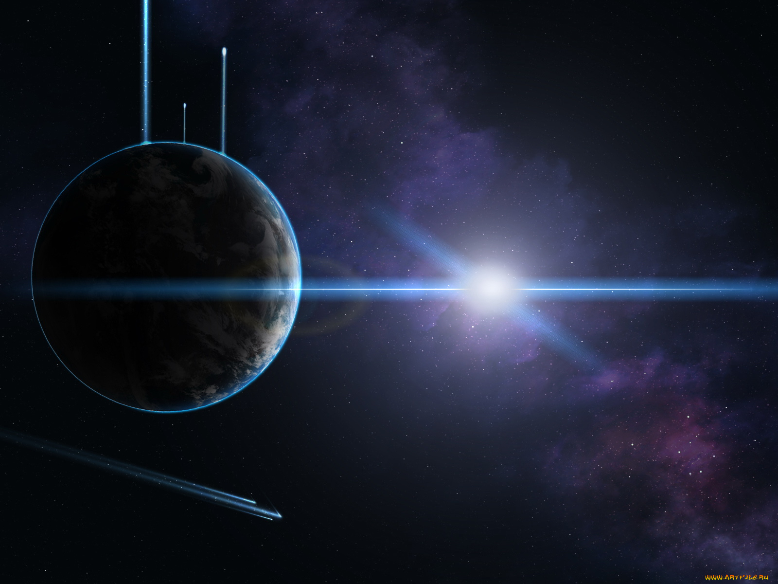 космос, арт, планета, звёзды