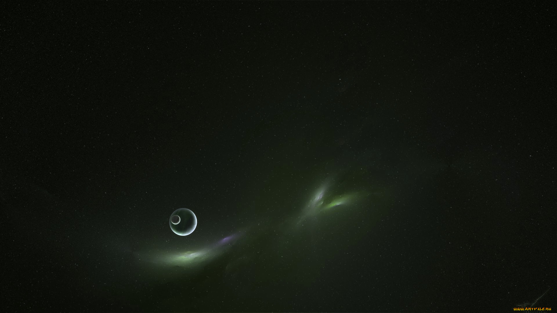 космос, арт, спутник, планета, звезды, бесконечность, туманность