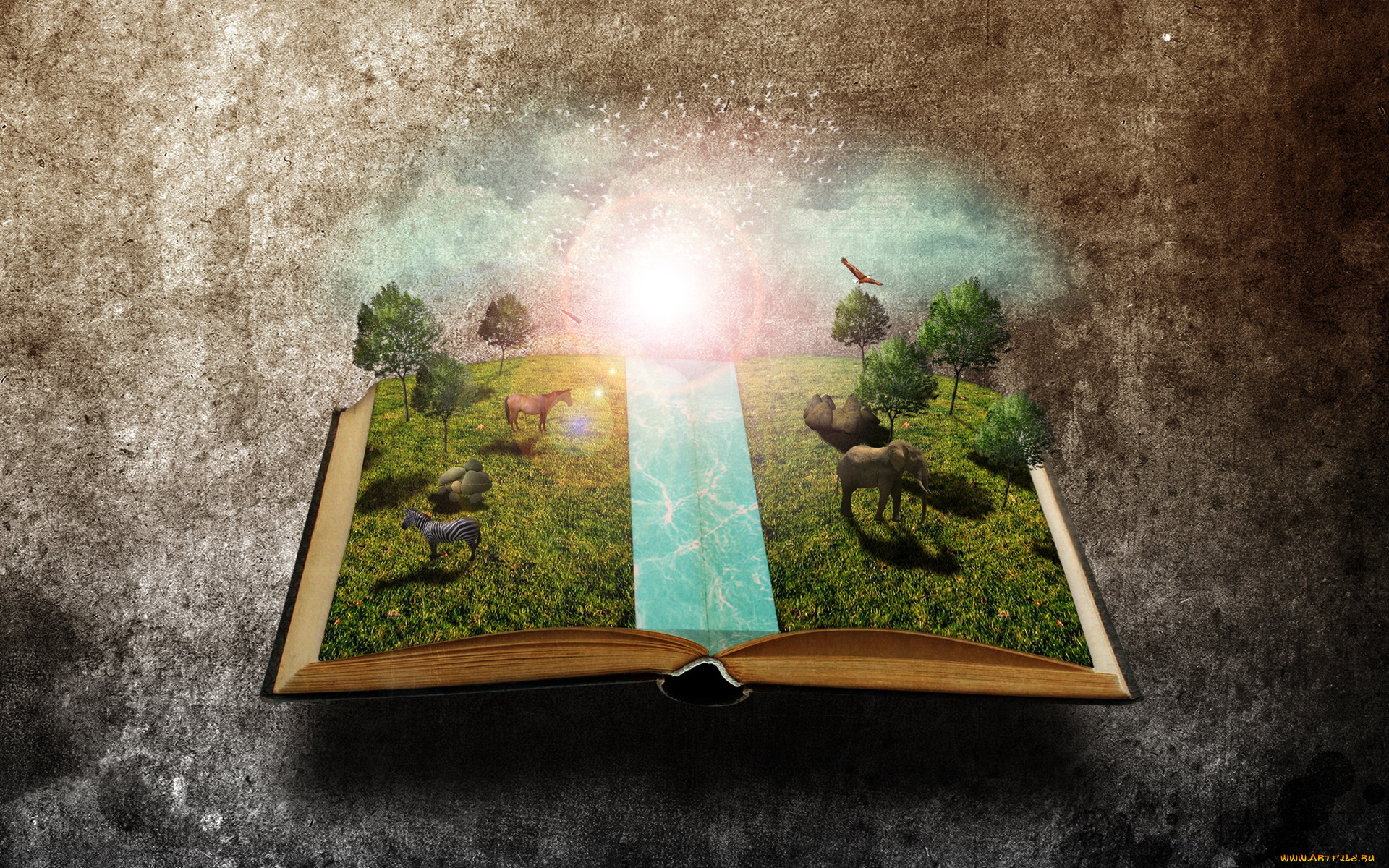 3д, графика, animals, животные, зери, книга