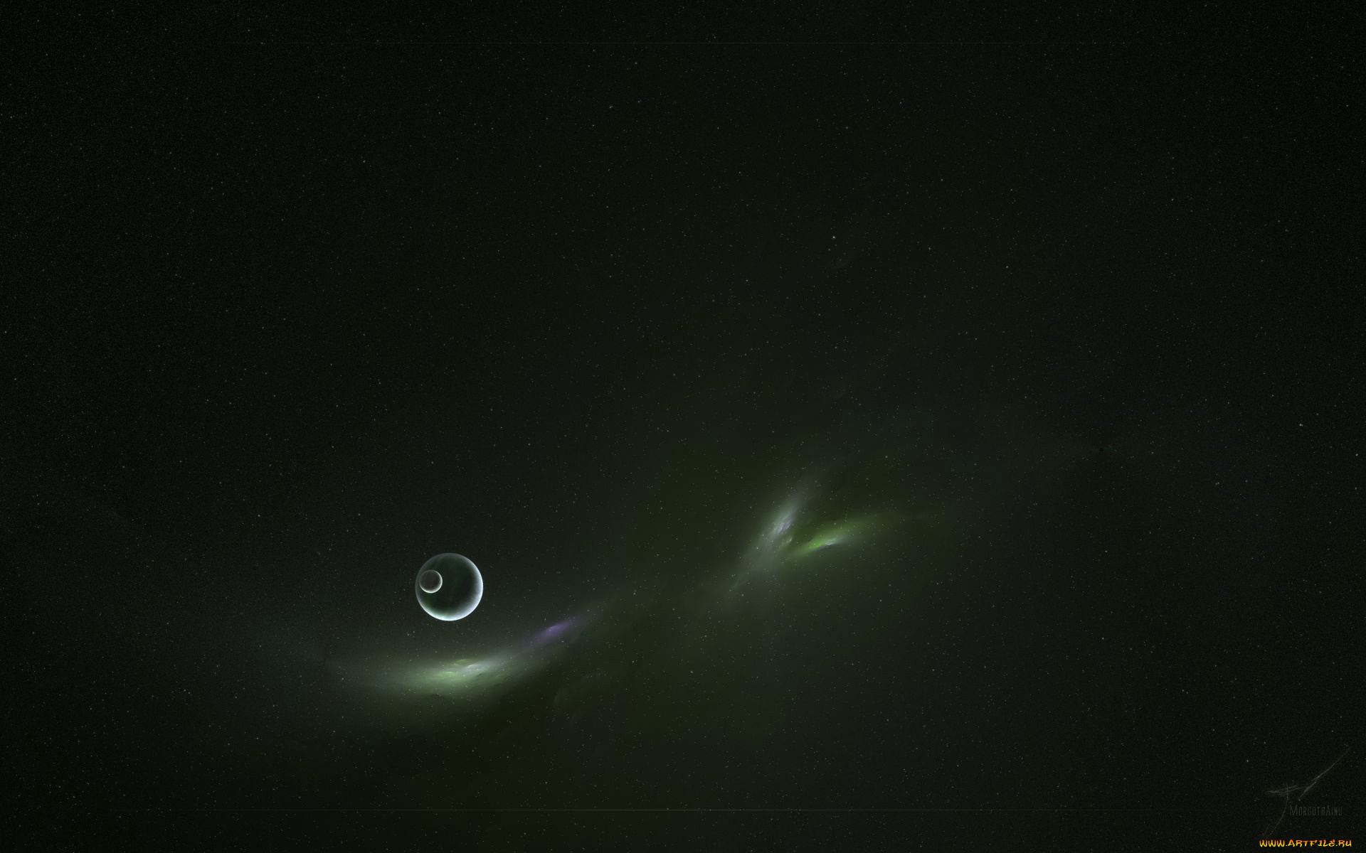 космос, арт, спутник, планета, звезды, бесконечность, туманность