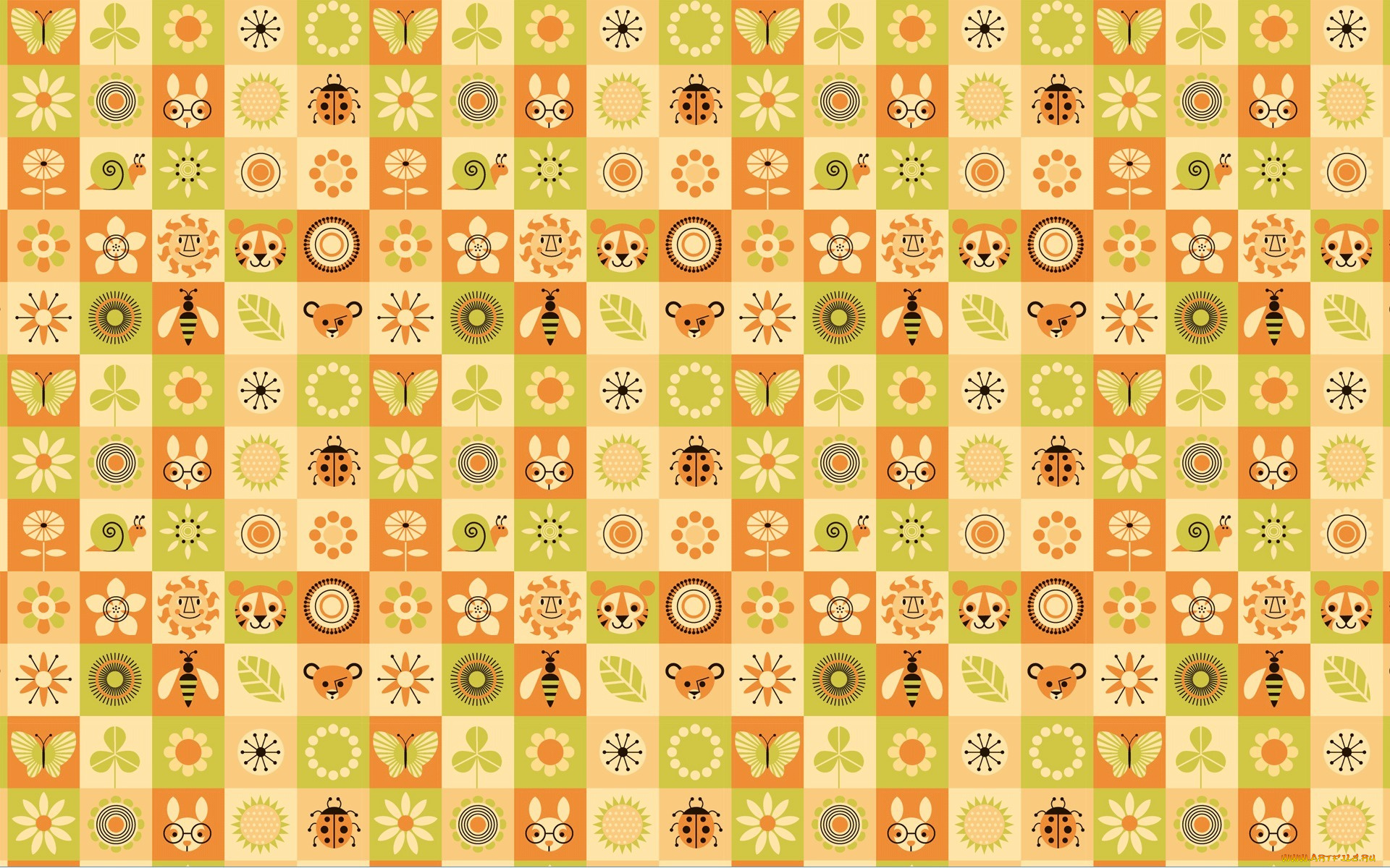 векторная, графика, текстура, животные, насекомые, цветы