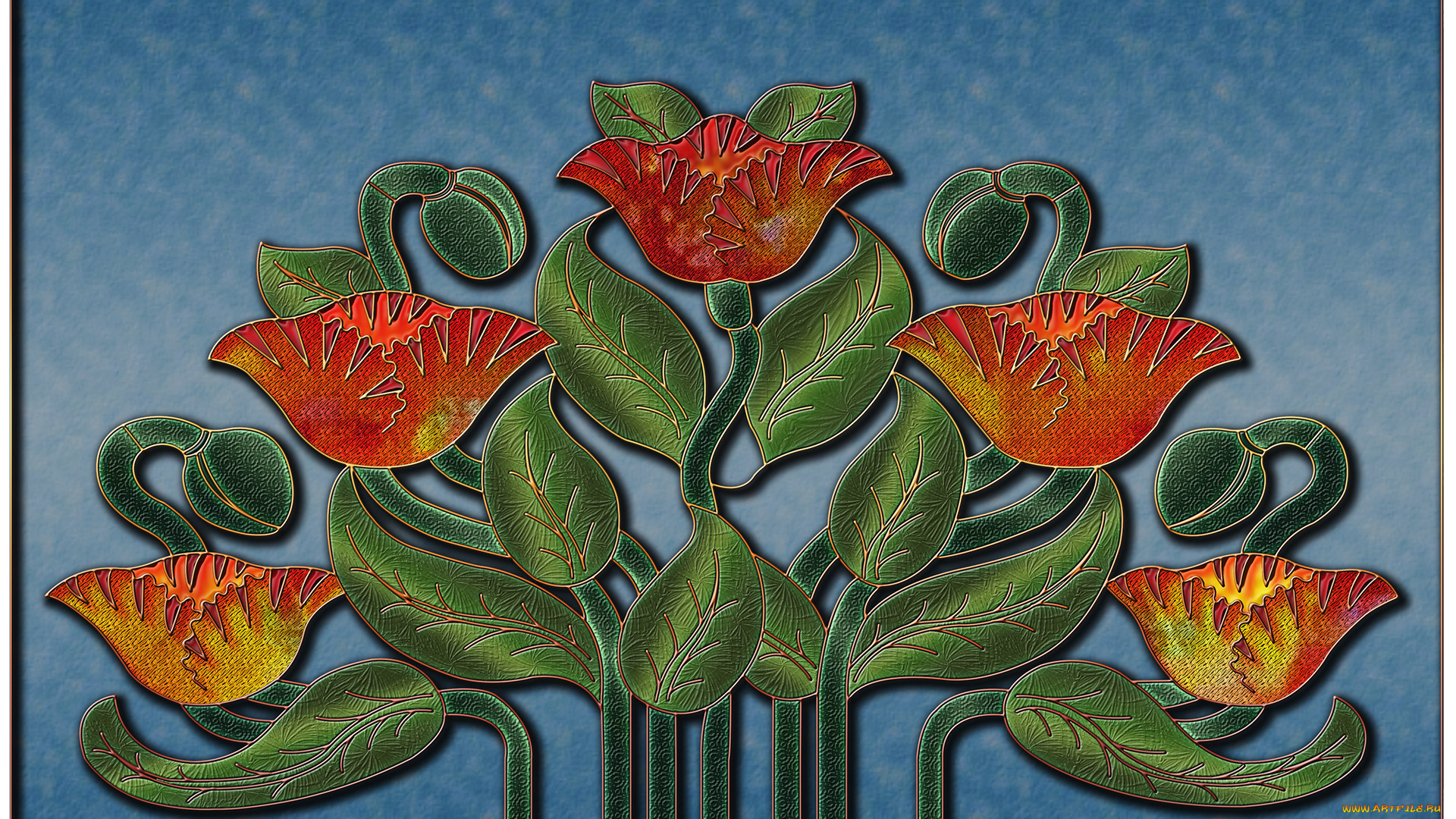 3д, графика, flowers, цветы