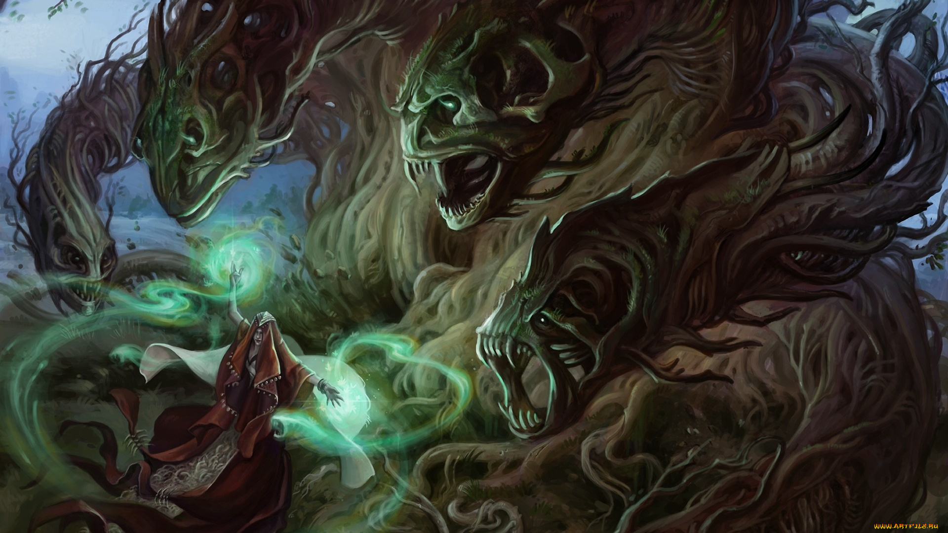 фэнтези, маги, колдунья, чудовище, монстр, магия