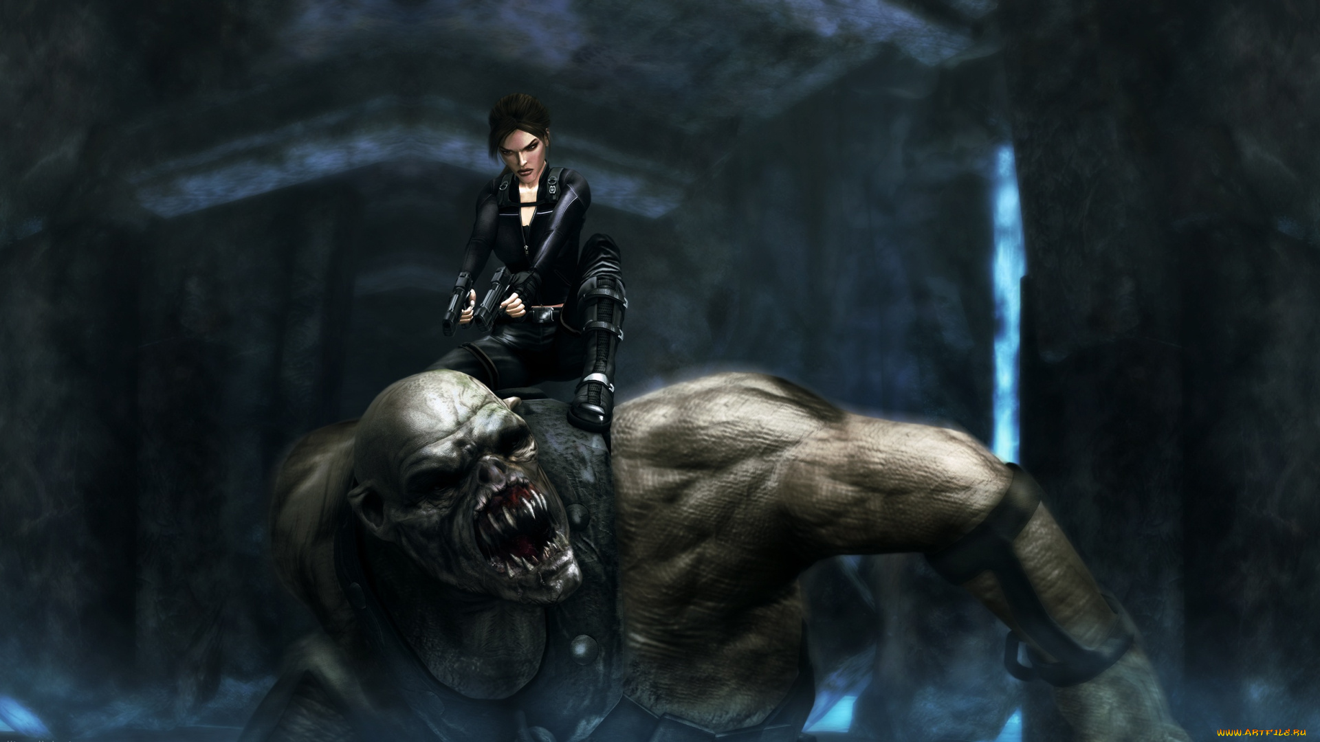 фэнтези, существа, монстр, пистолеты, lara, croft, tomb, raider