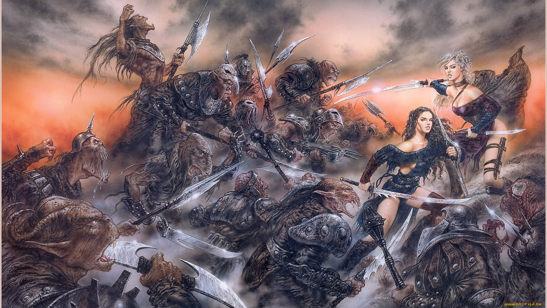 luis, royo, фэнтези, девушки, чудовища