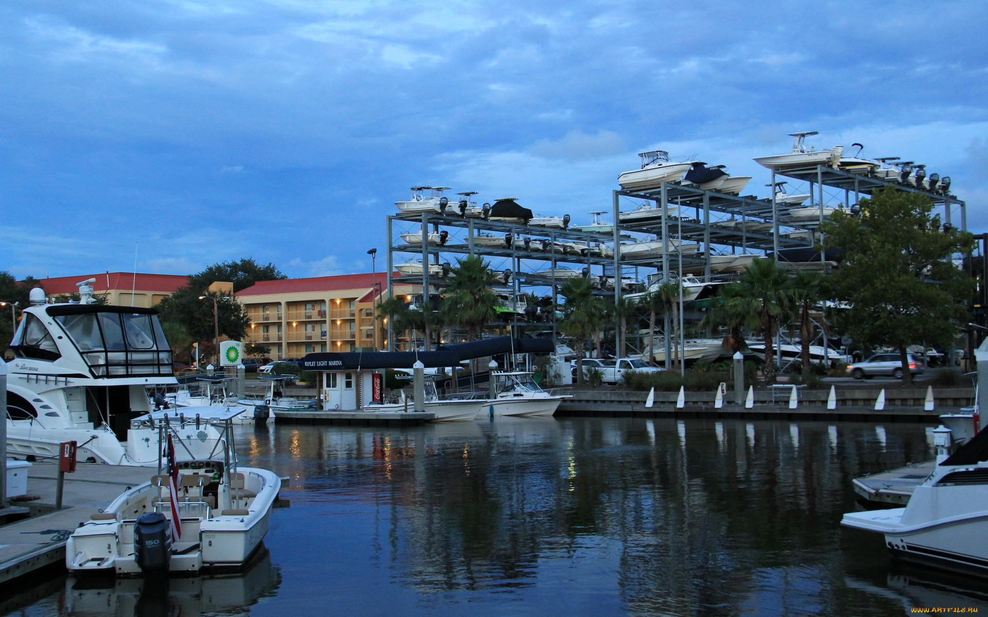 сша, Чарлстон, корабли, порты, причалы, катера, ночь, яхты