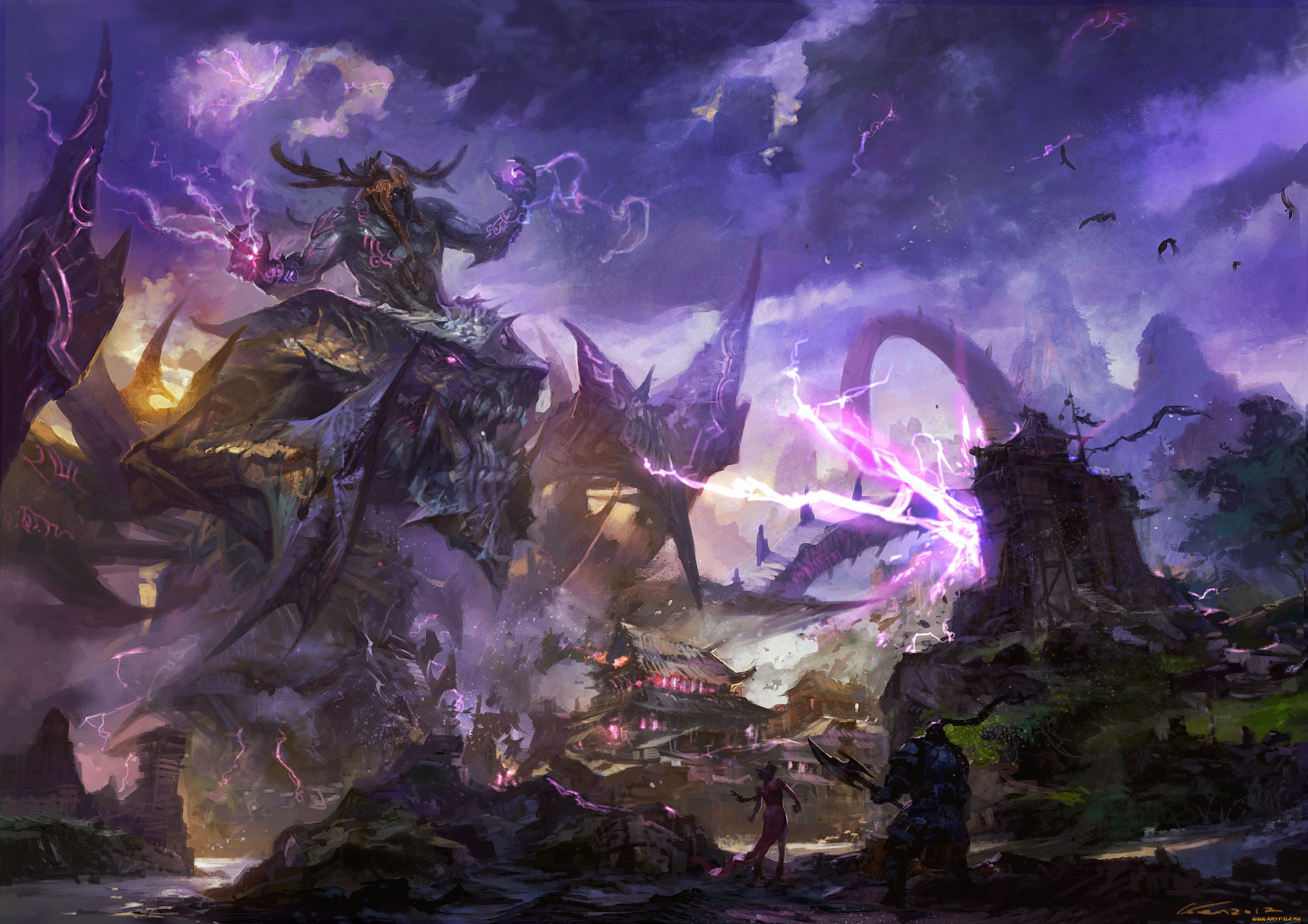 фэнтези, существа, молнии, магия