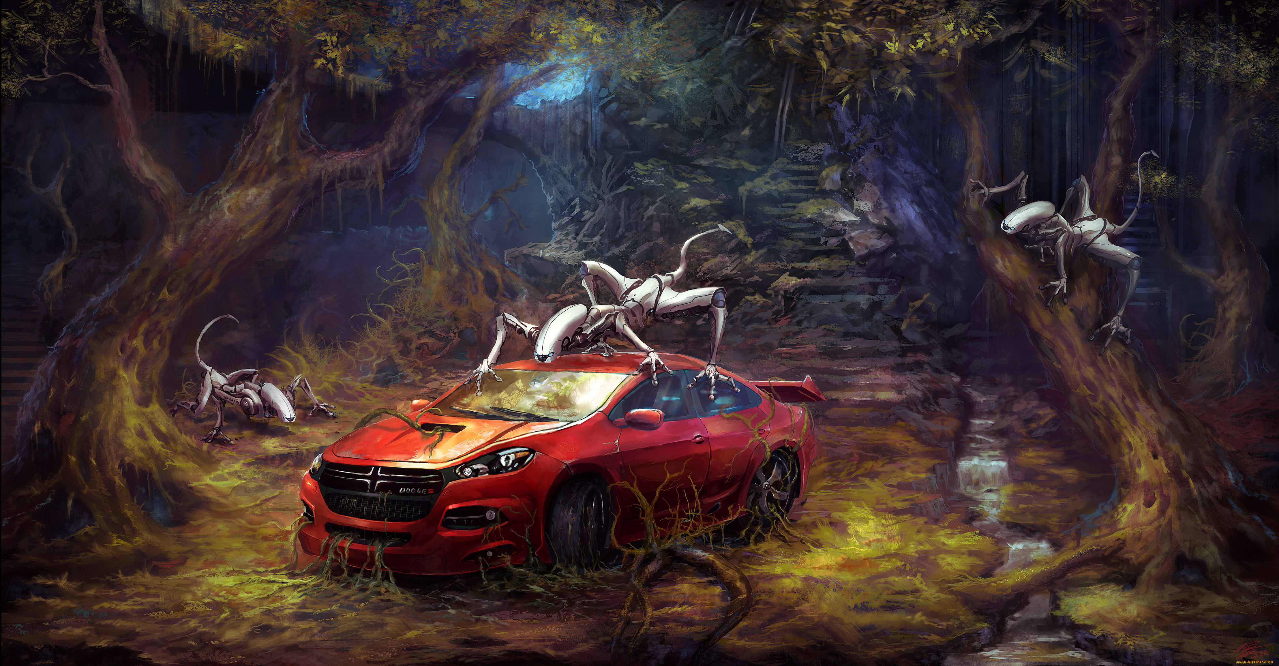 фэнтези, роботы, киборги, механизмы, авто, dodge, существа