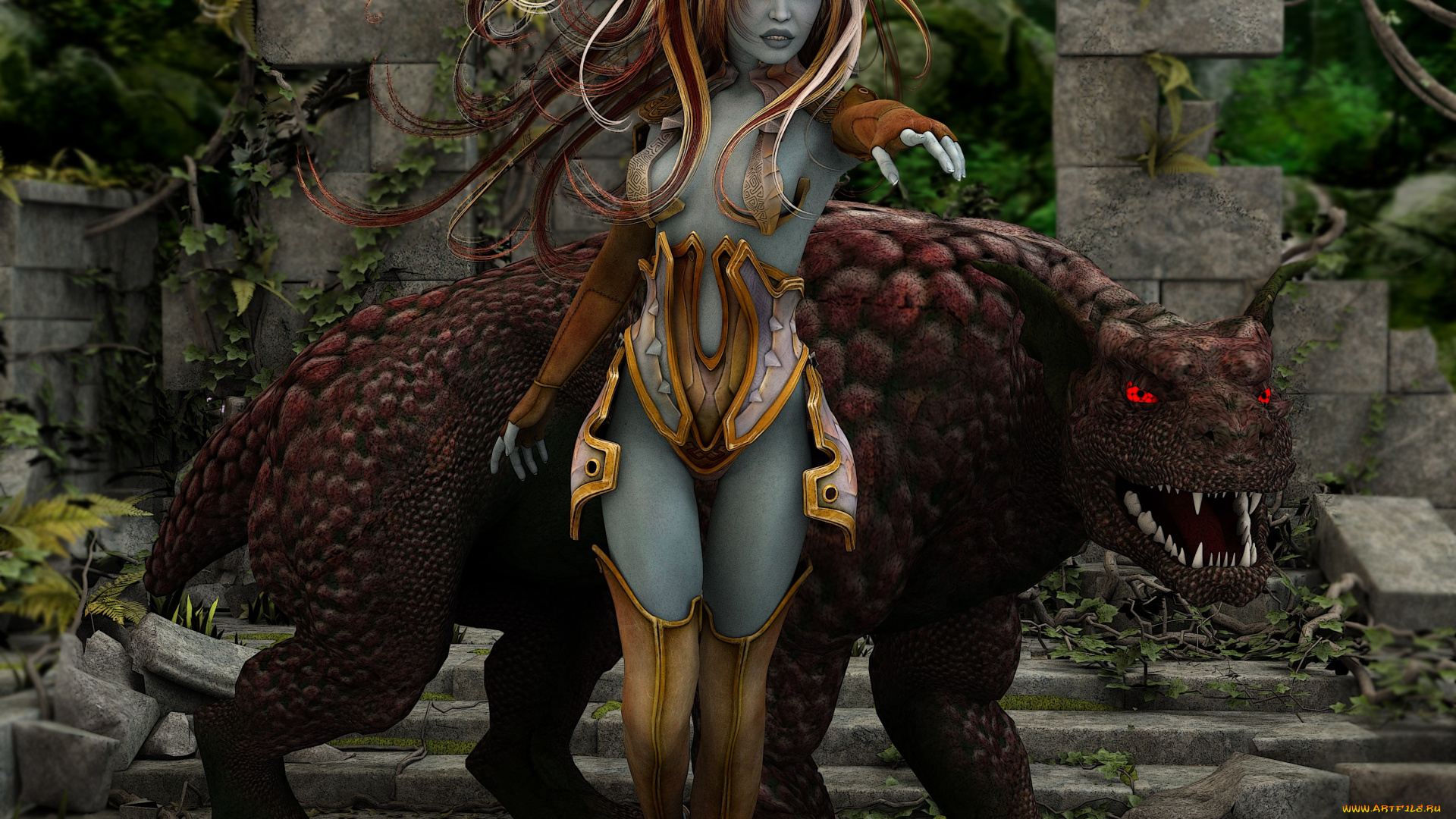 3д, графика, fantasy, фантазия, существо, девушка