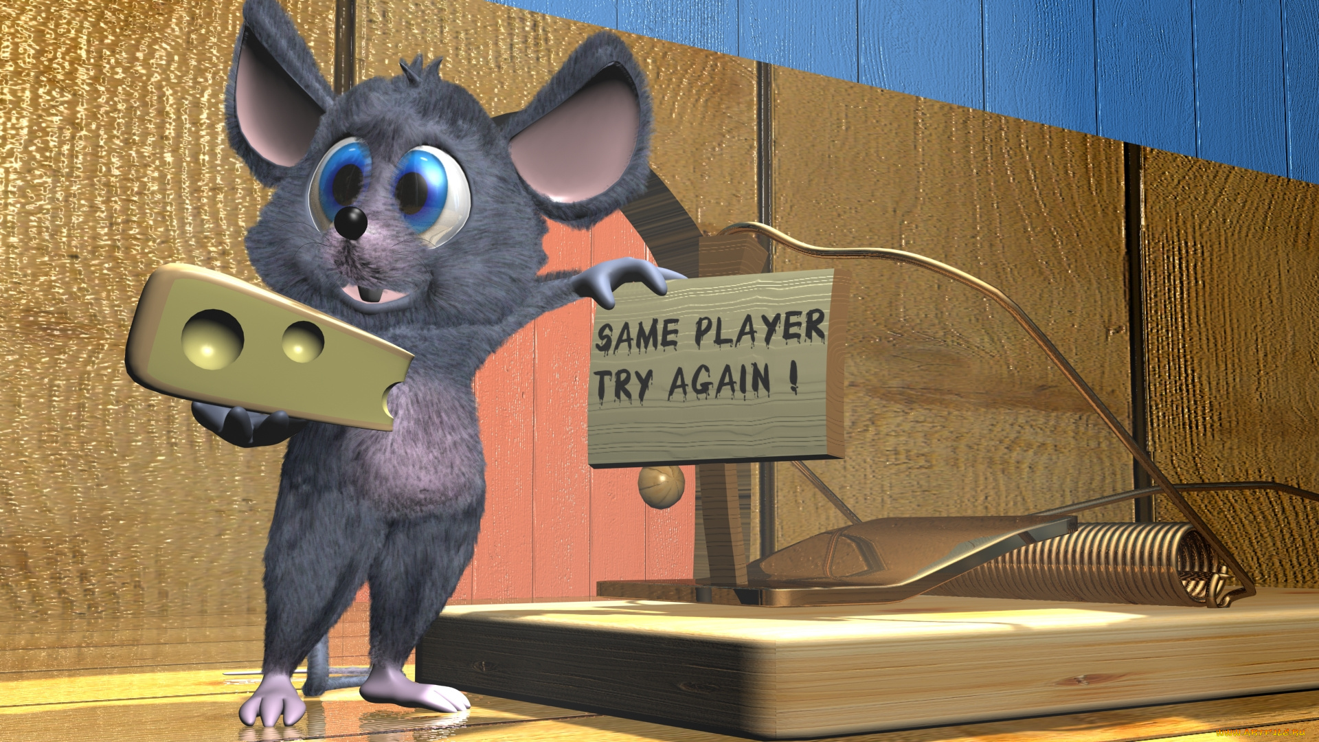 3д, графика, humor, юмор, мишеловка, сыр, мышка