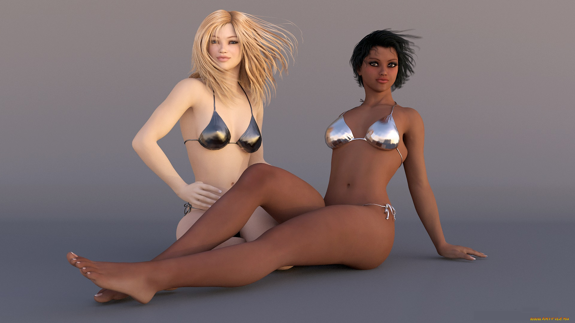 3д, графика, people, люди, девушки, купальник