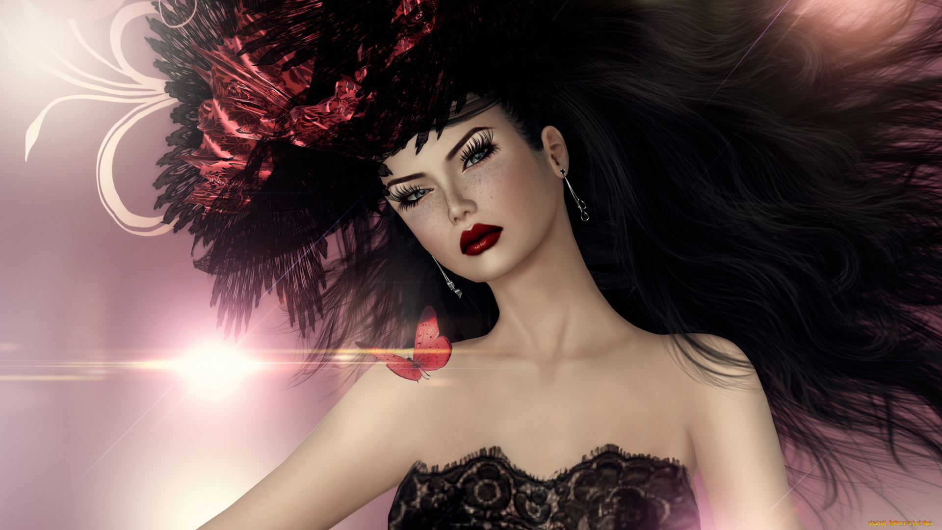 3д, графика, portraits, портрет, брюнетка