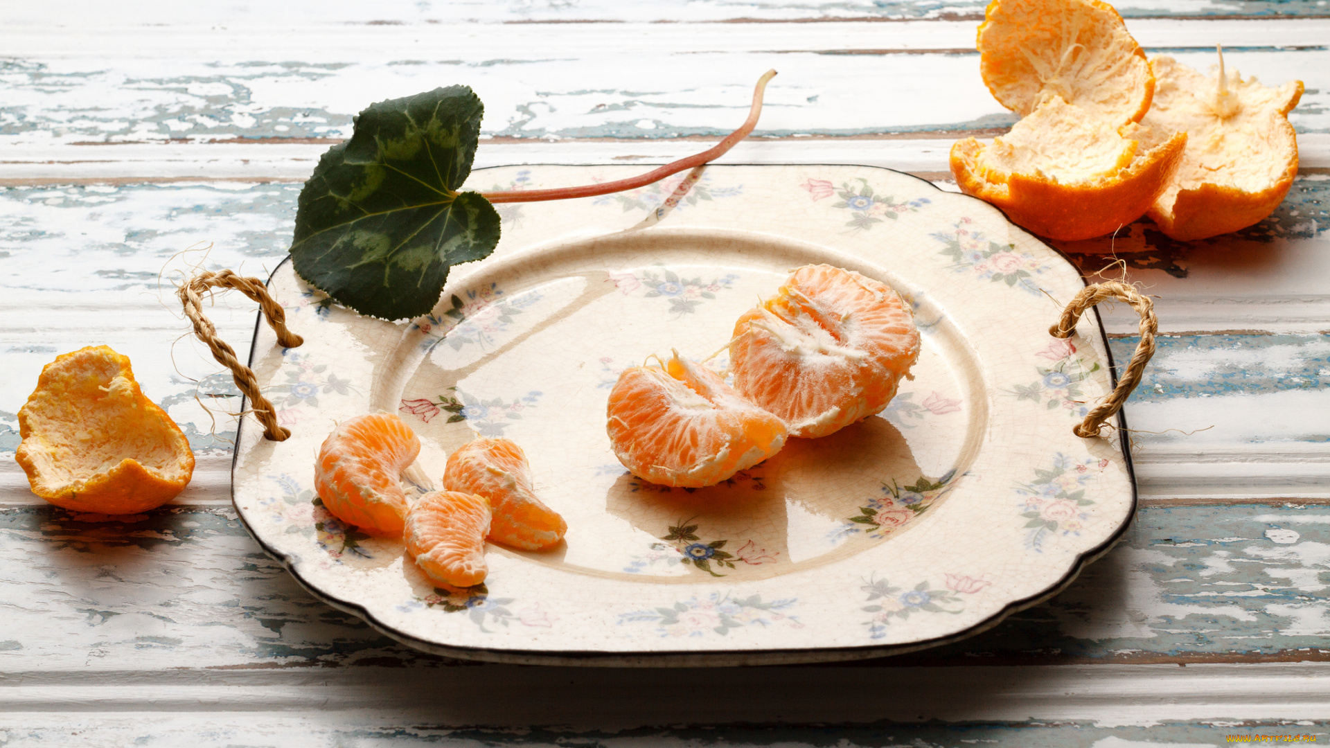 еда, цитрусы, тарелка, мандарин, кожура