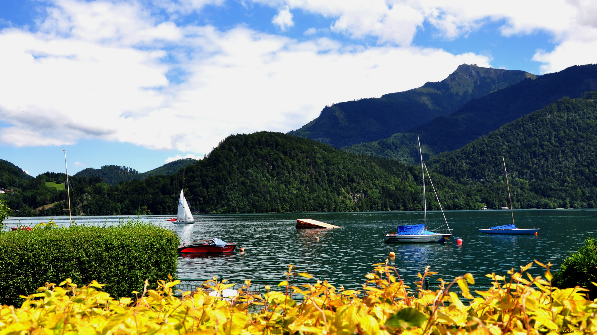 gilgen, austria, природа, реки, озера, озеро, горы, яхты