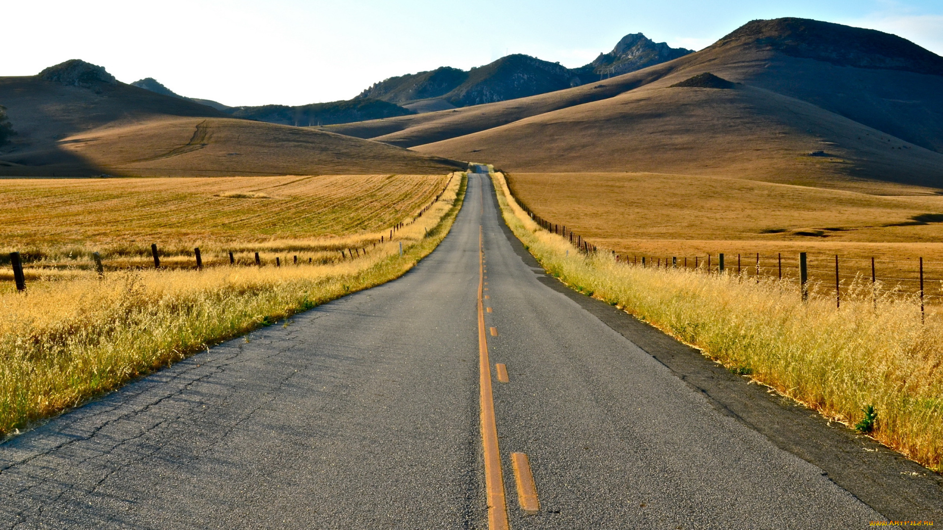 природа, дороги, пейзаж, поля, горы, лето