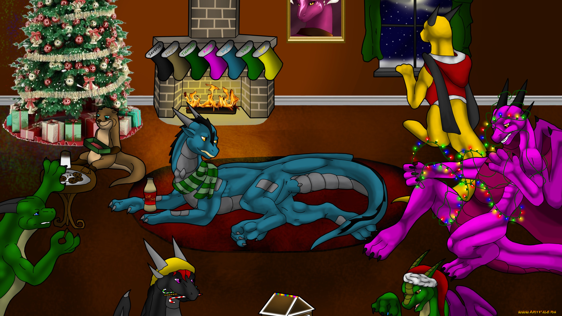 рисованные, животные, сказочные, мифические, драконы