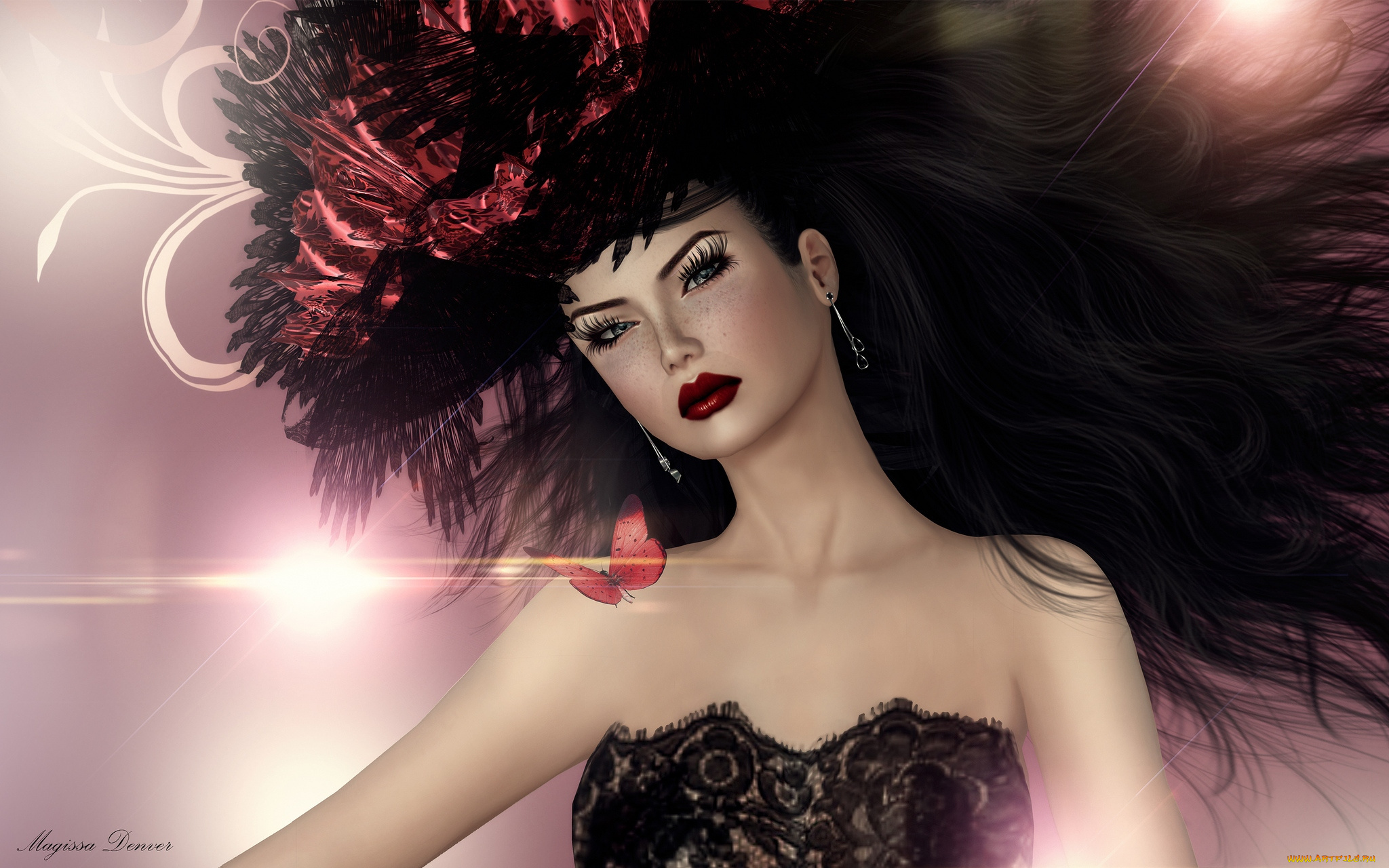 3д, графика, portraits, портрет, брюнетка