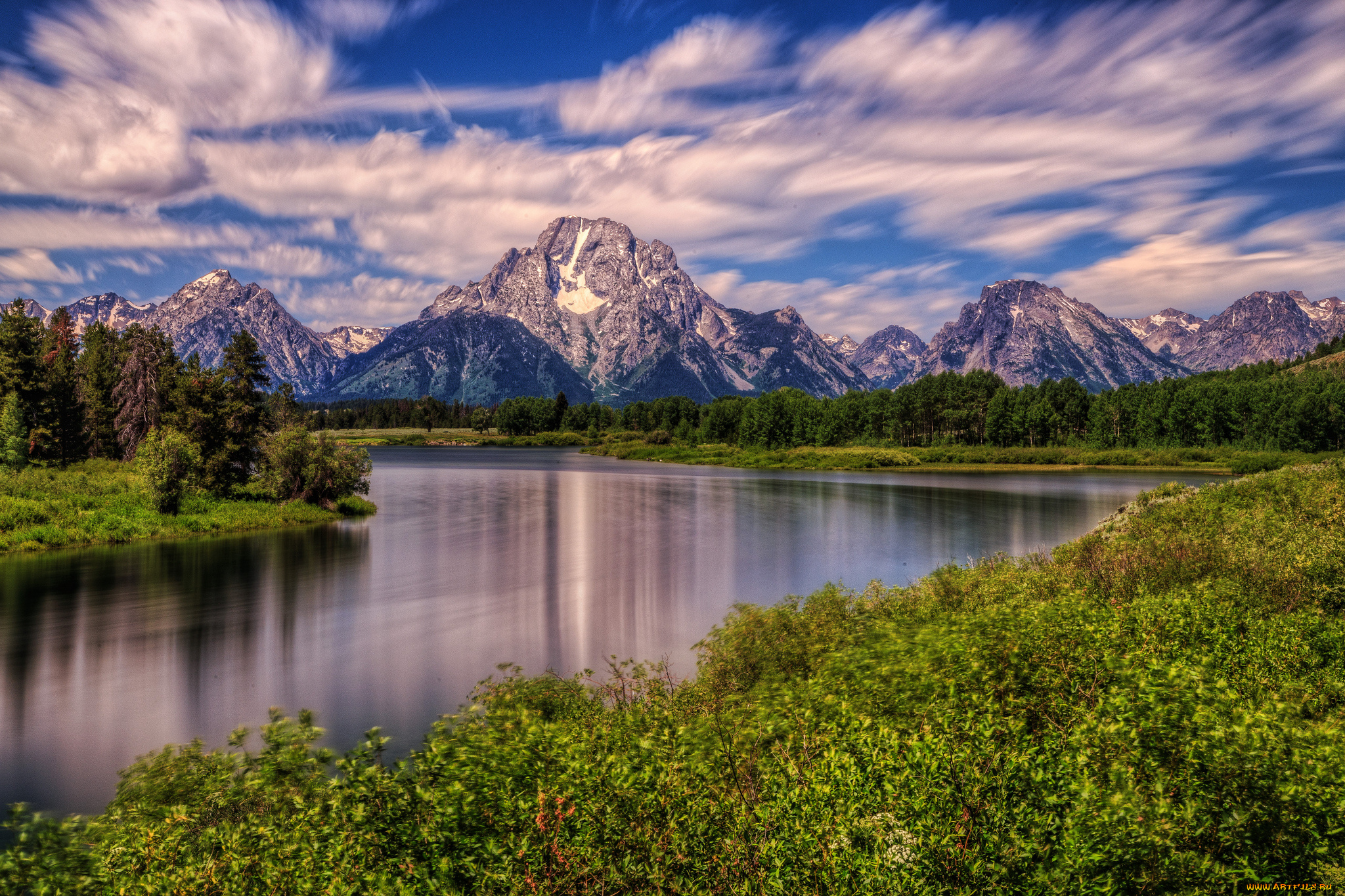 mount, moran, snake, river, grand, teton, national, park, природа, реки, озера, река, снейк, wyoming, гора, моран, гранд-титон, вайоминг